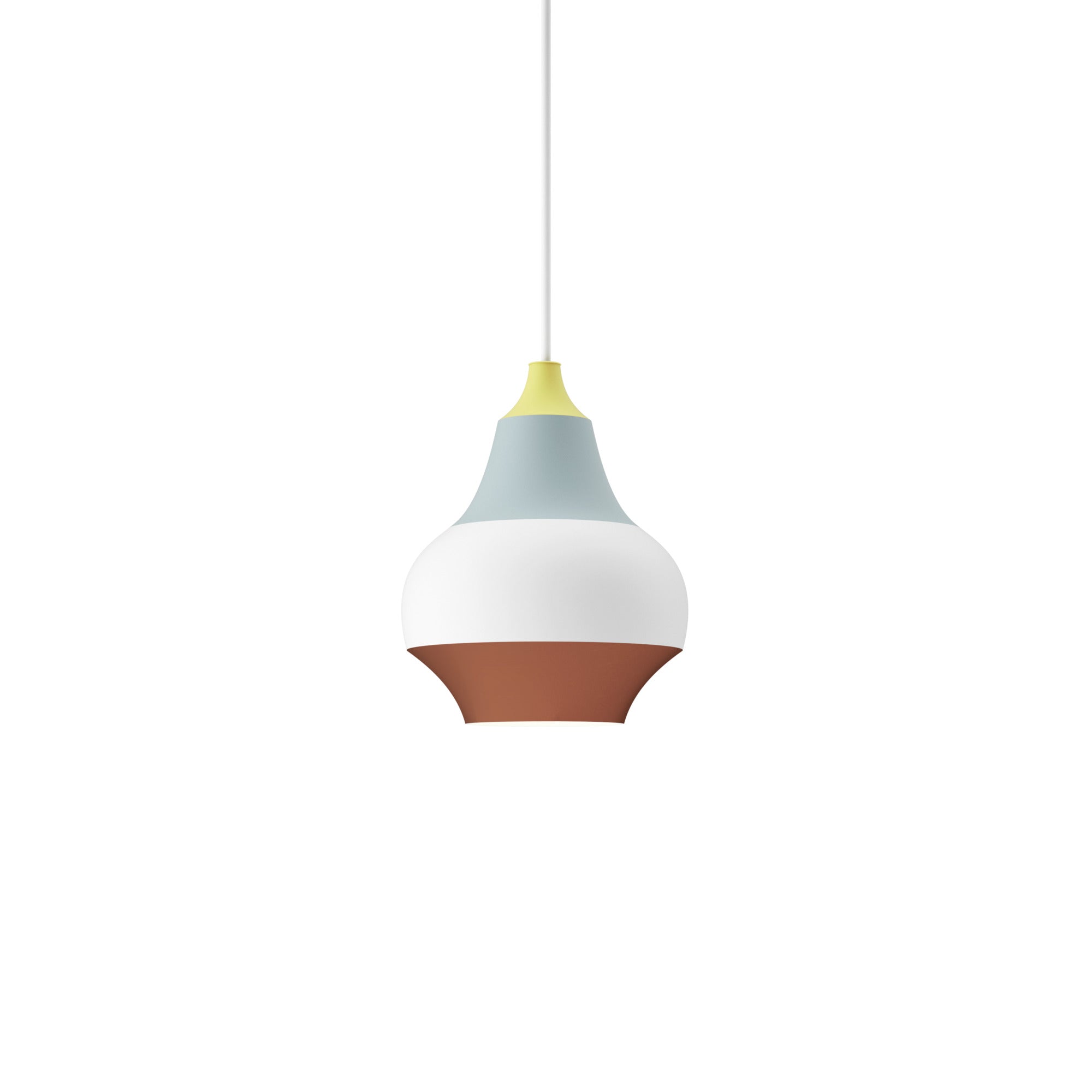 Pendant lamp CIRQUE copper-white-blue with yellow tip