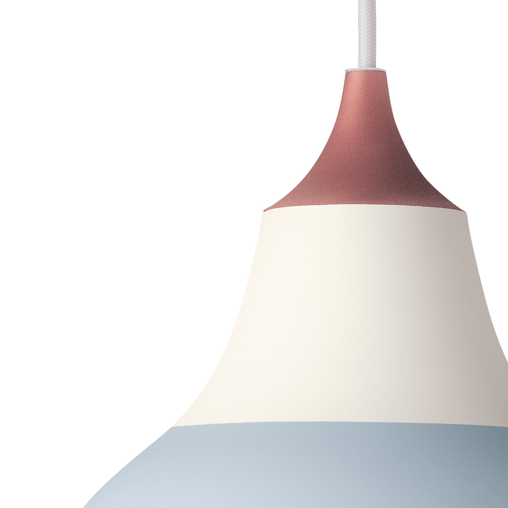 Pendant lamp CIRQUE white-blue with a copper tip