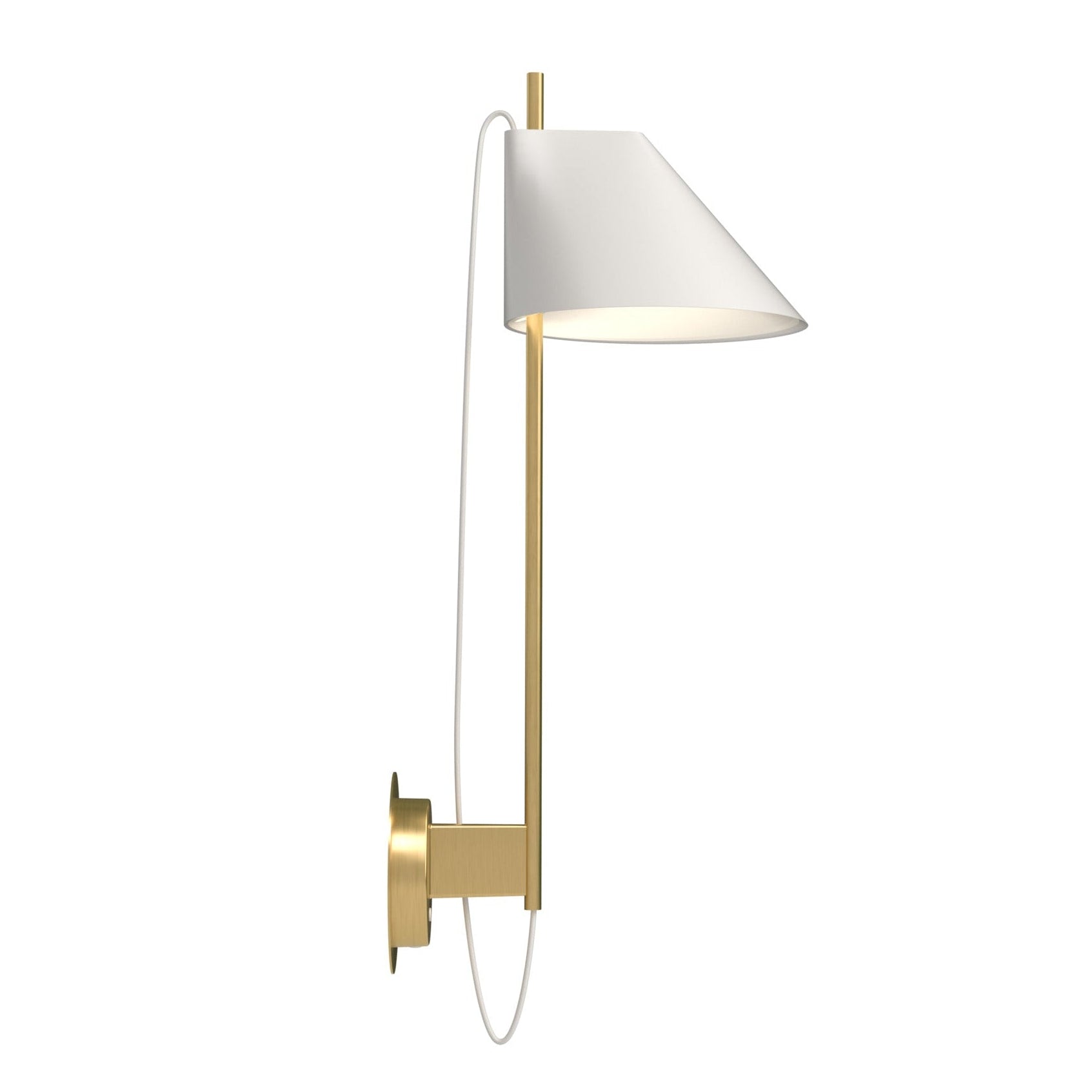 Lampa ścienna YUH biały z mosiężną podstawą