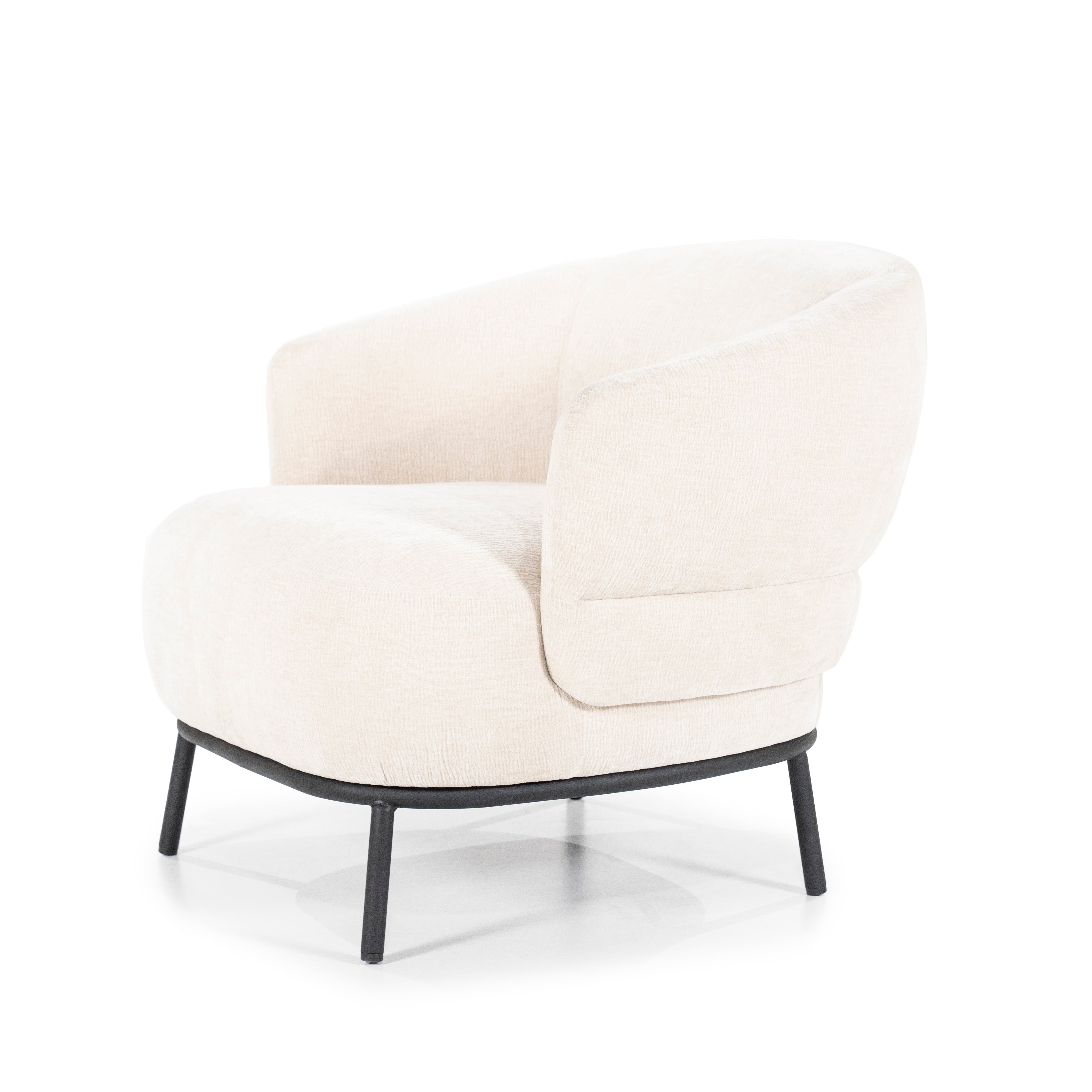 DAVID armchair in light beige with a black base