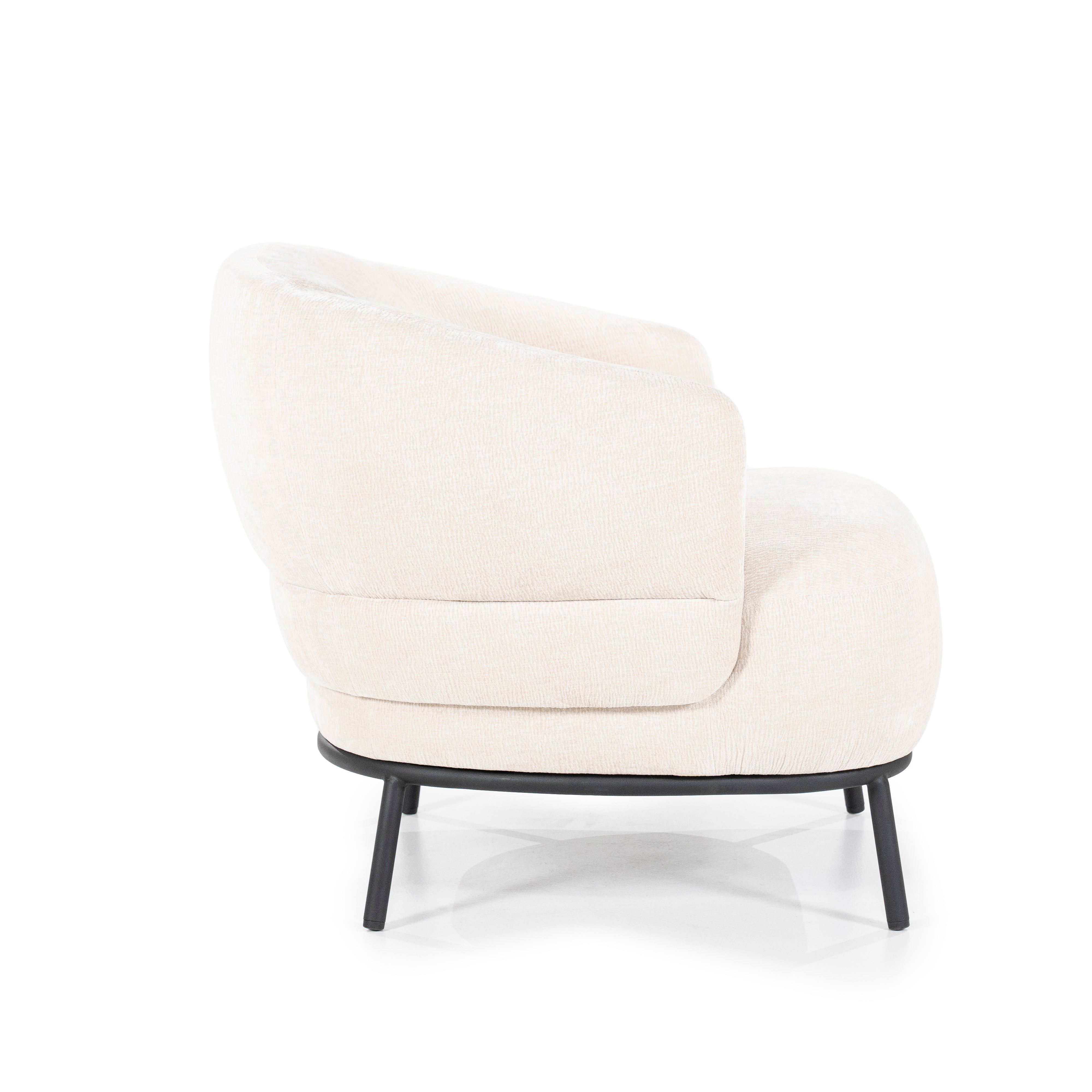 DAVID armchair in light beige with a black base