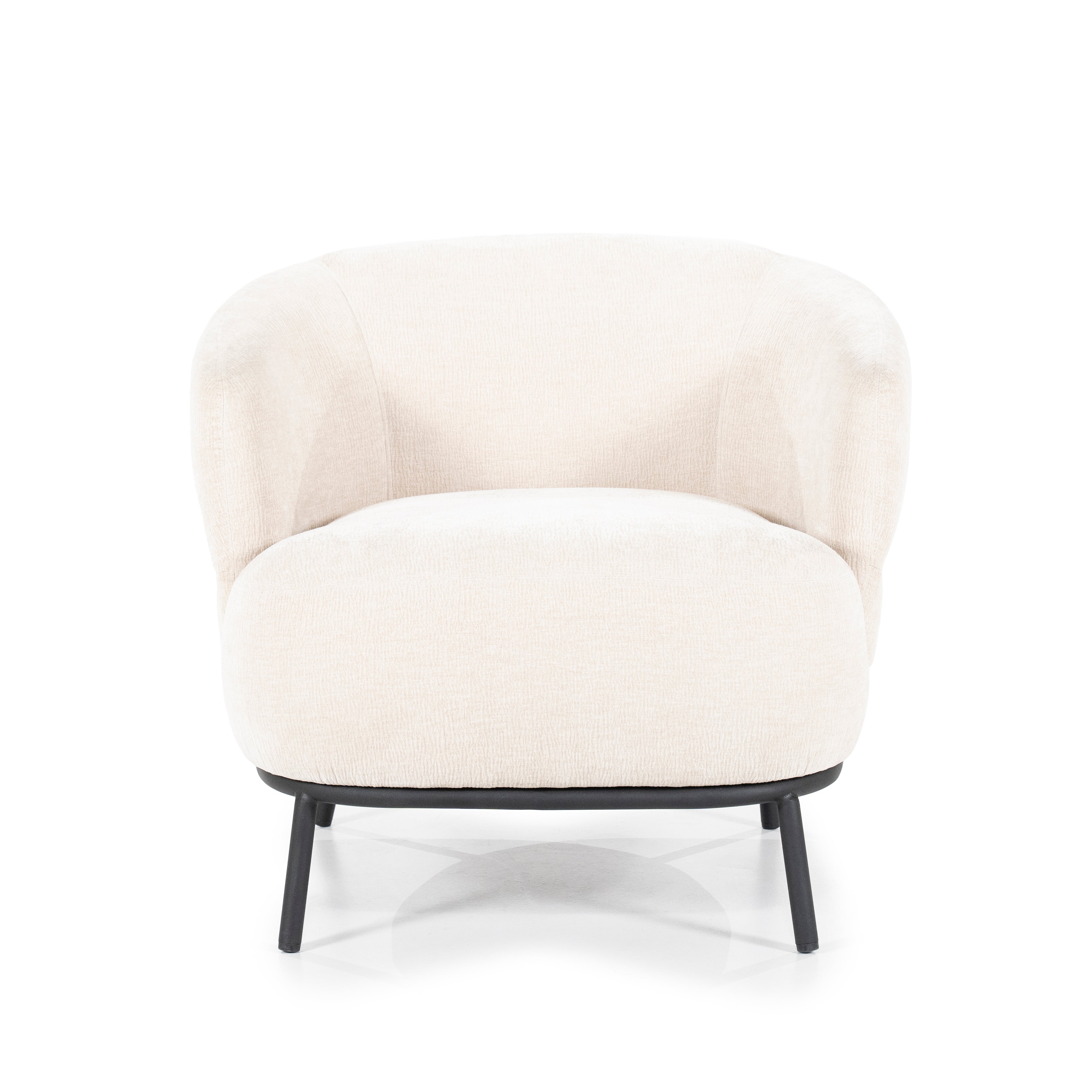 DAVID armchair in light beige with a black base