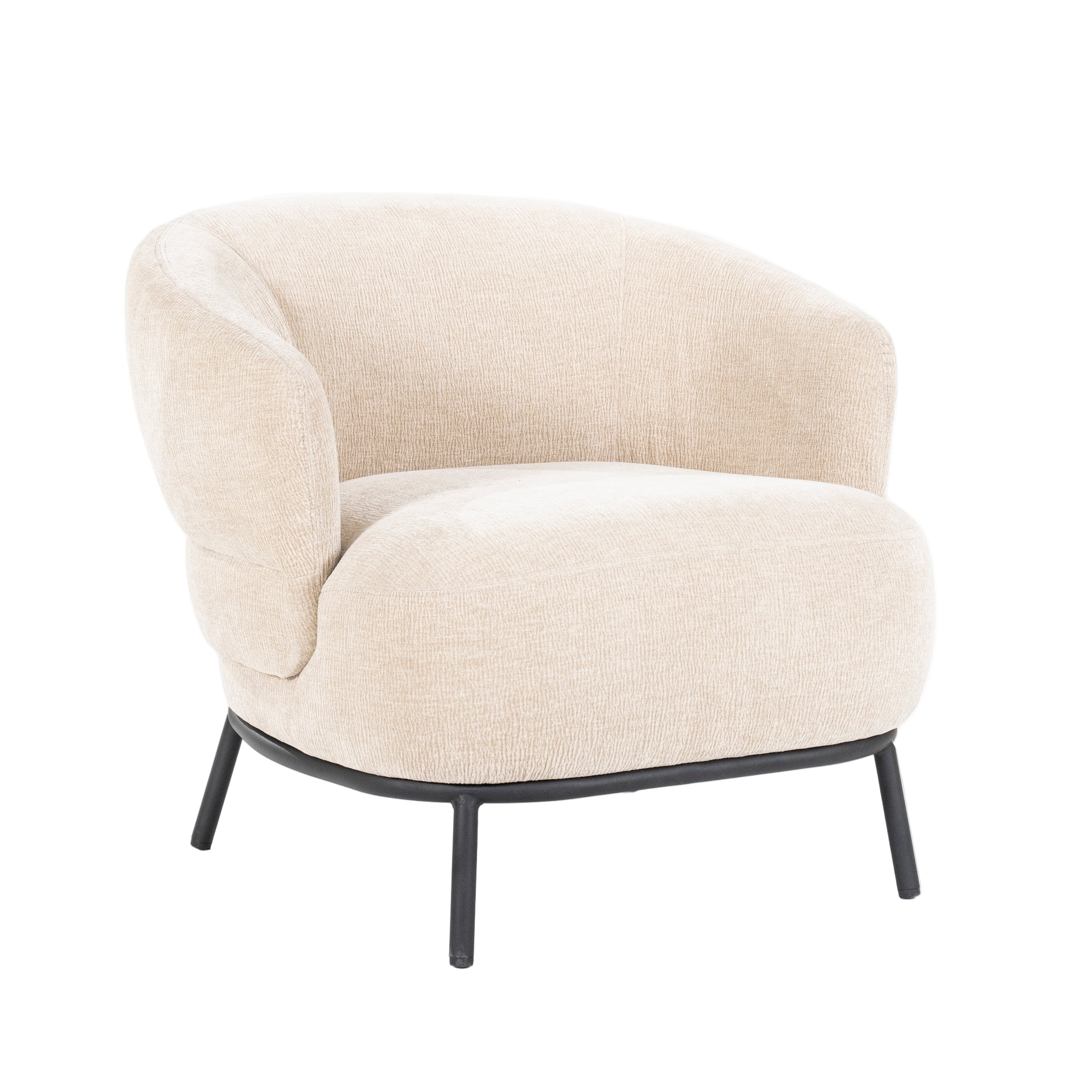 DAVID beige armchair with black base