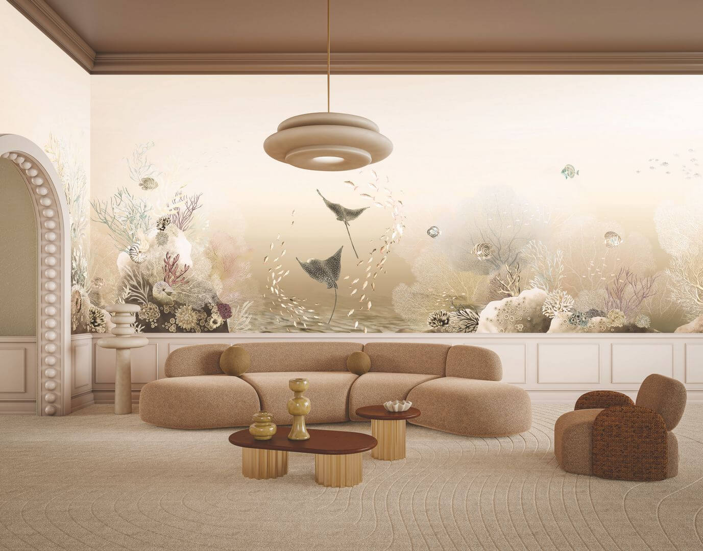 Wandbild mit maritimem Motiv POLYNESIE - GRÈGE beige