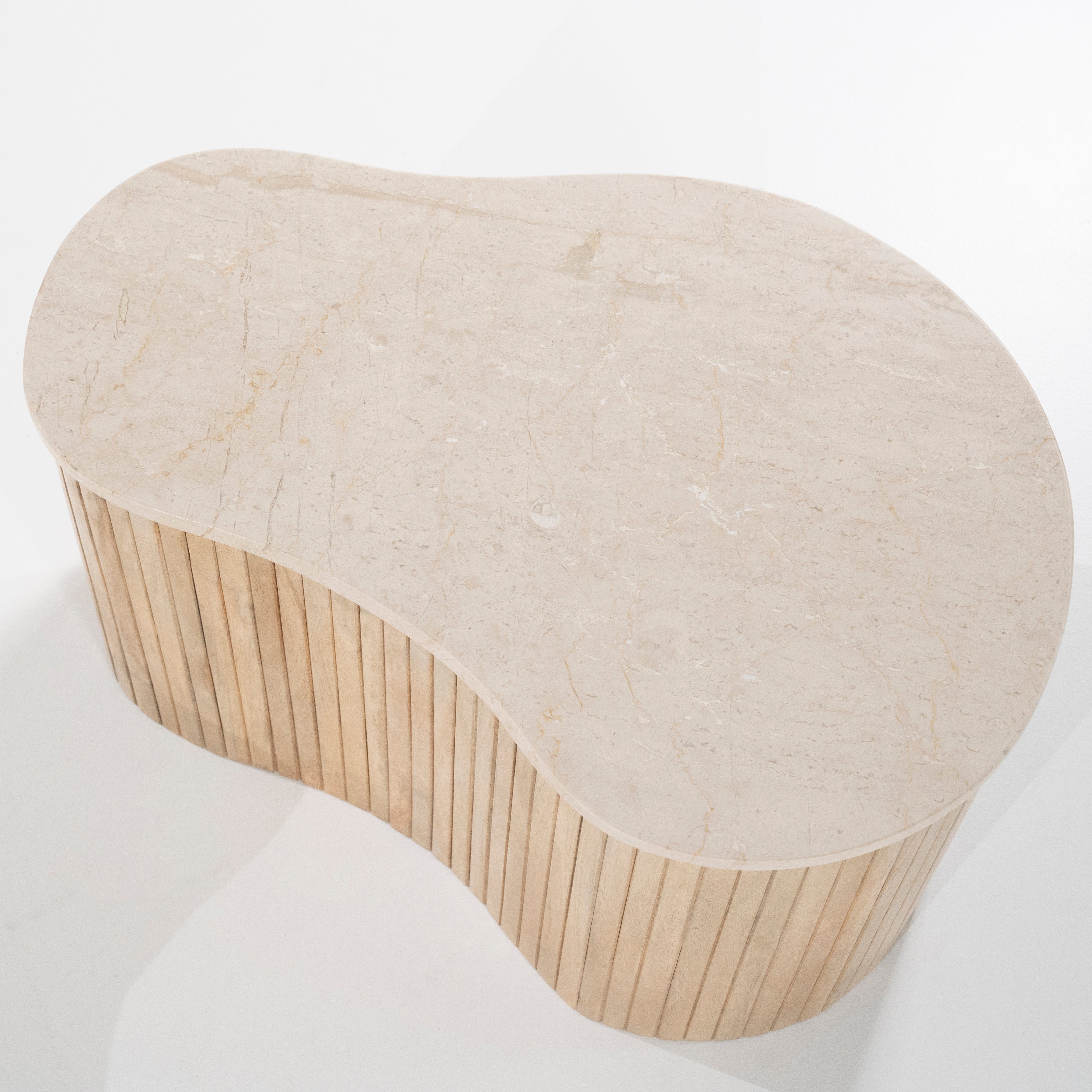 Beistelltisch KIRA aus Mangoholz mit Marmorplatte