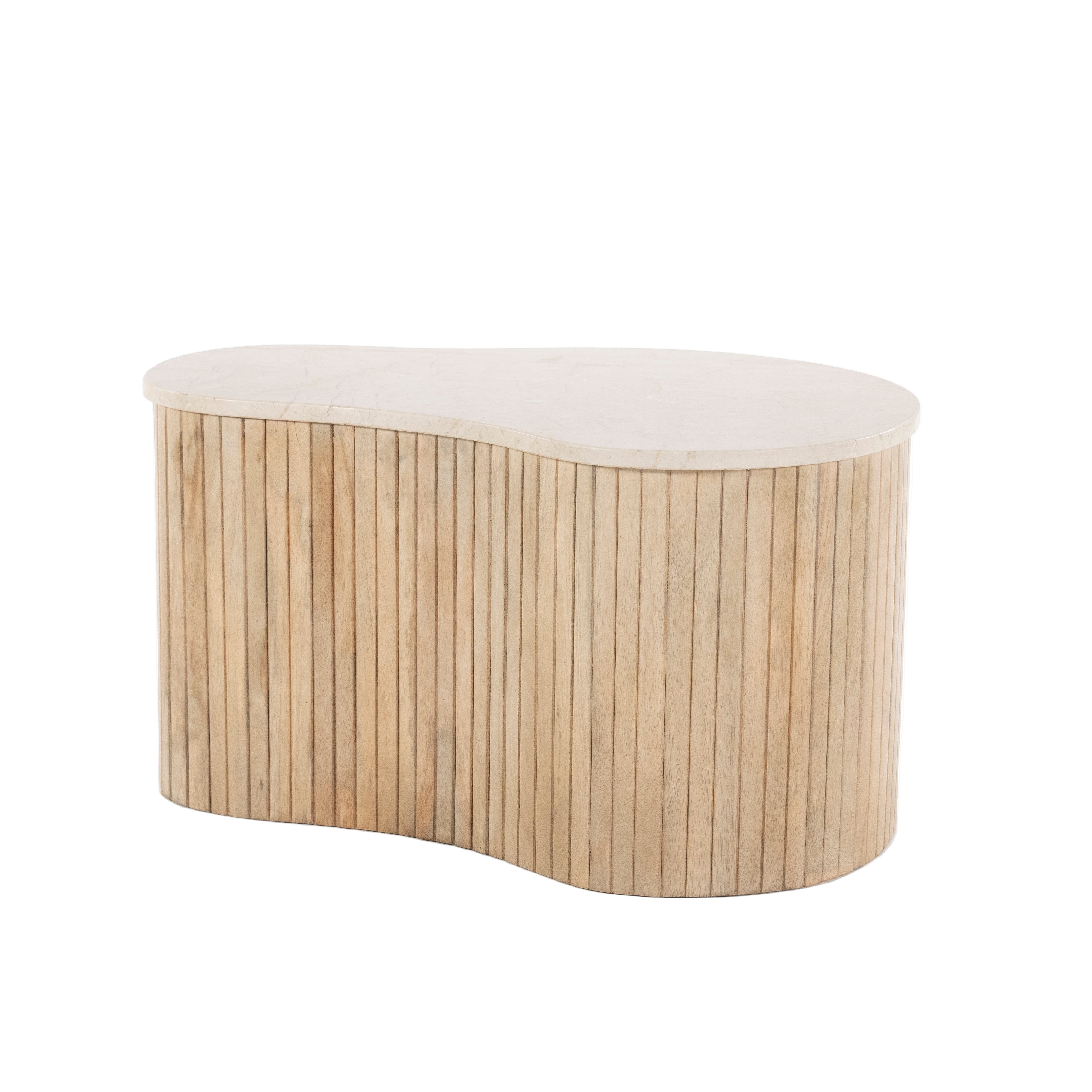 KIRA Couchtisch aus Mangoholz mit Marmorplatte