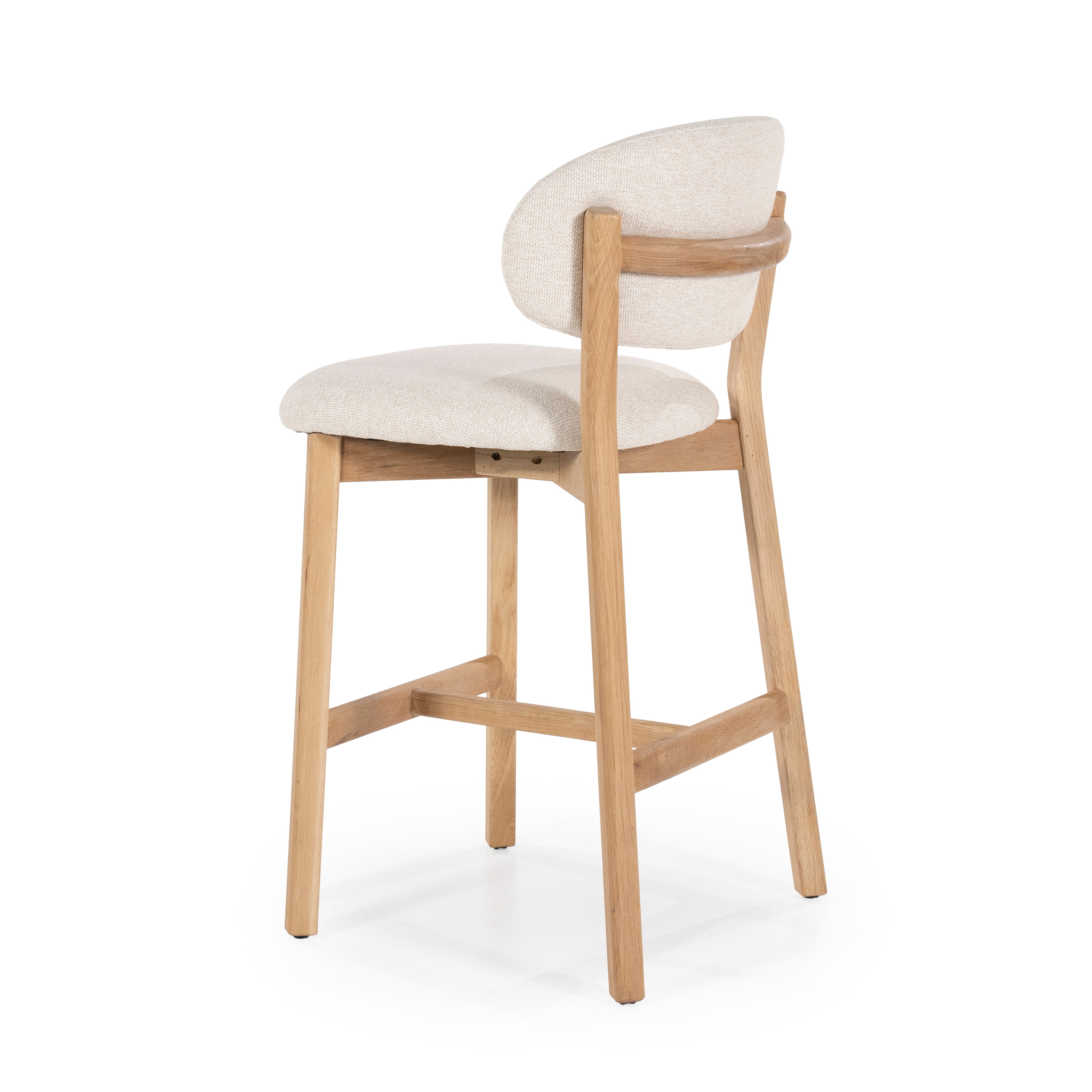Hocker MIKKY beige mit Eichenbasis