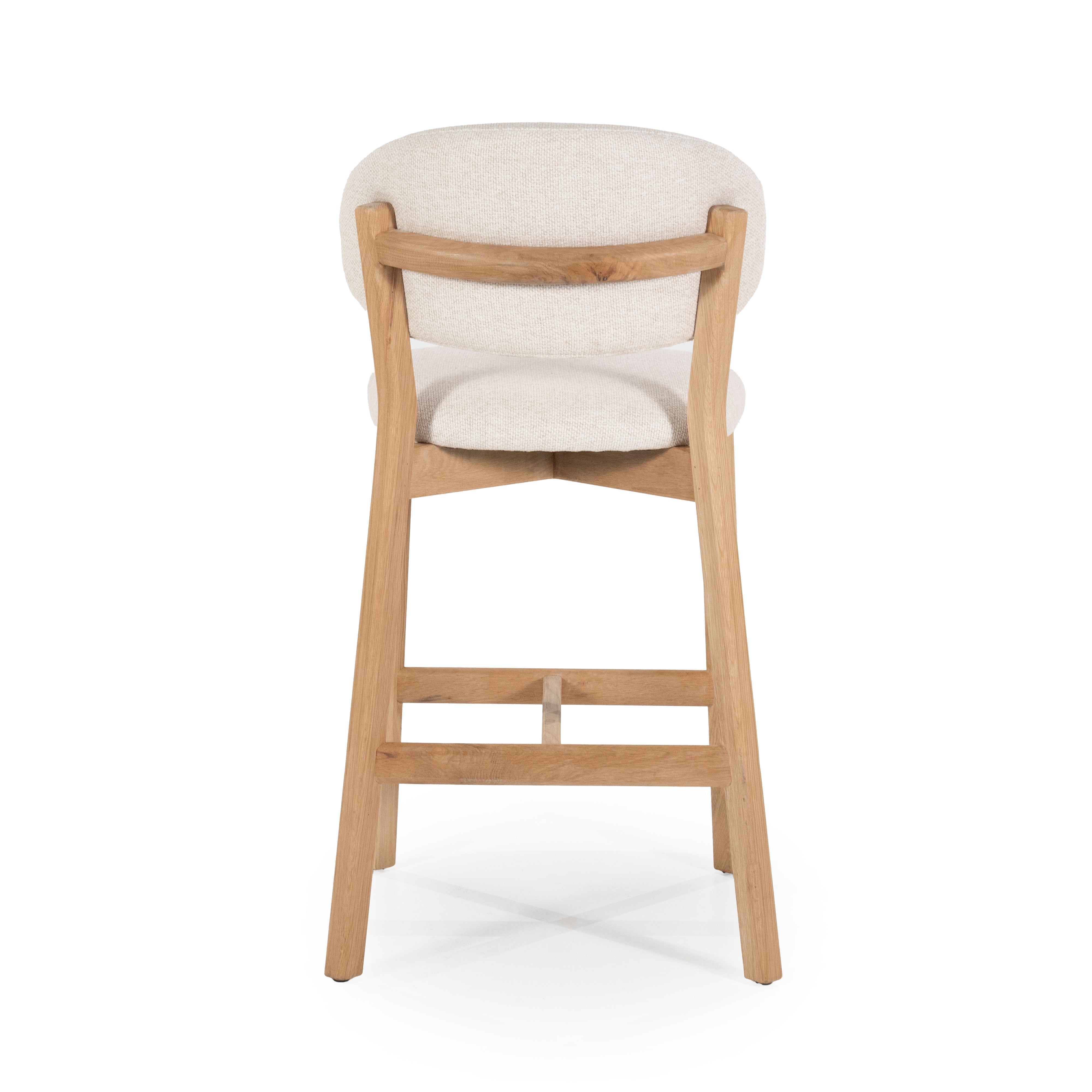 Hocker MIKKY beige mit Eichenbasis