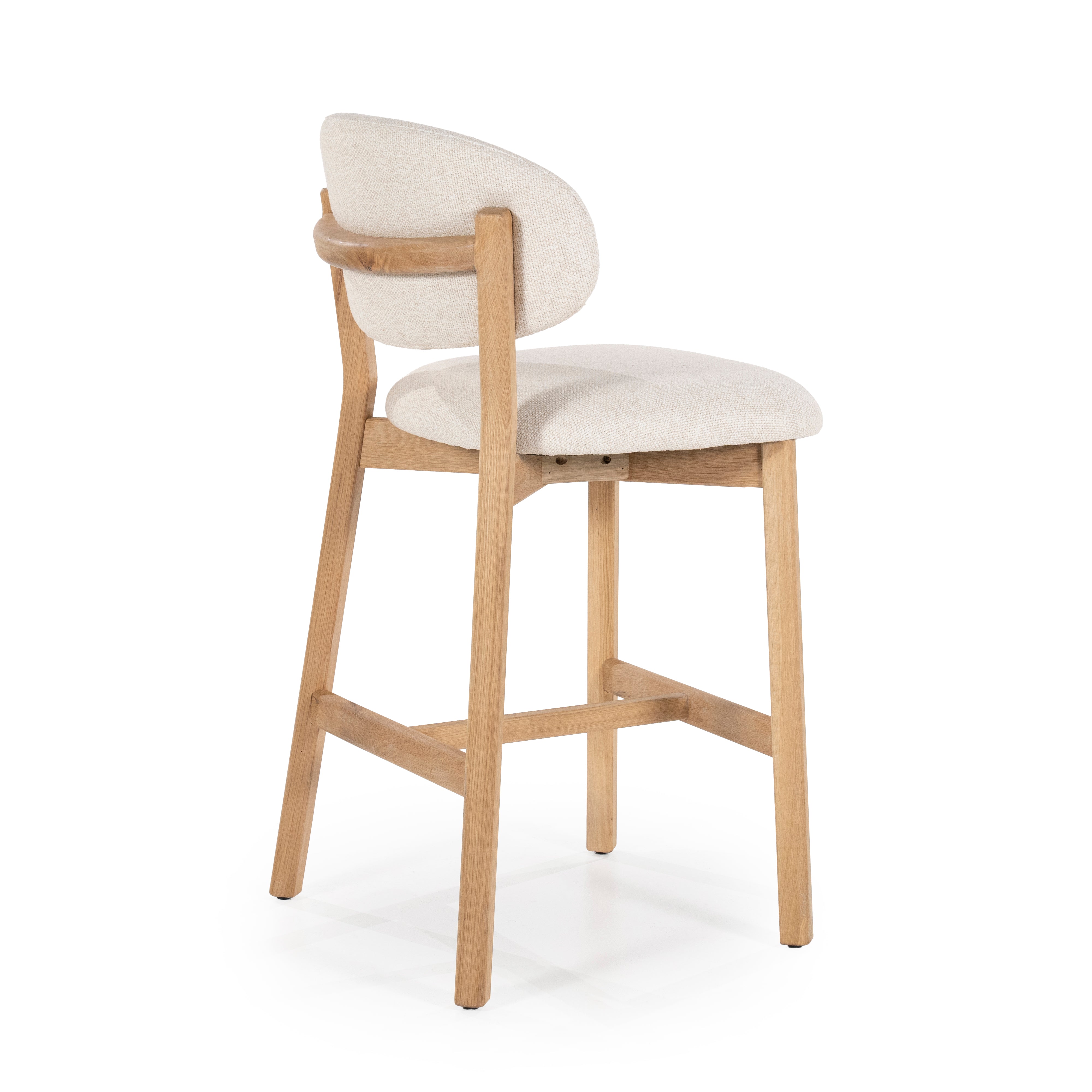Hocker MIKKY beige mit Eichenbasis
