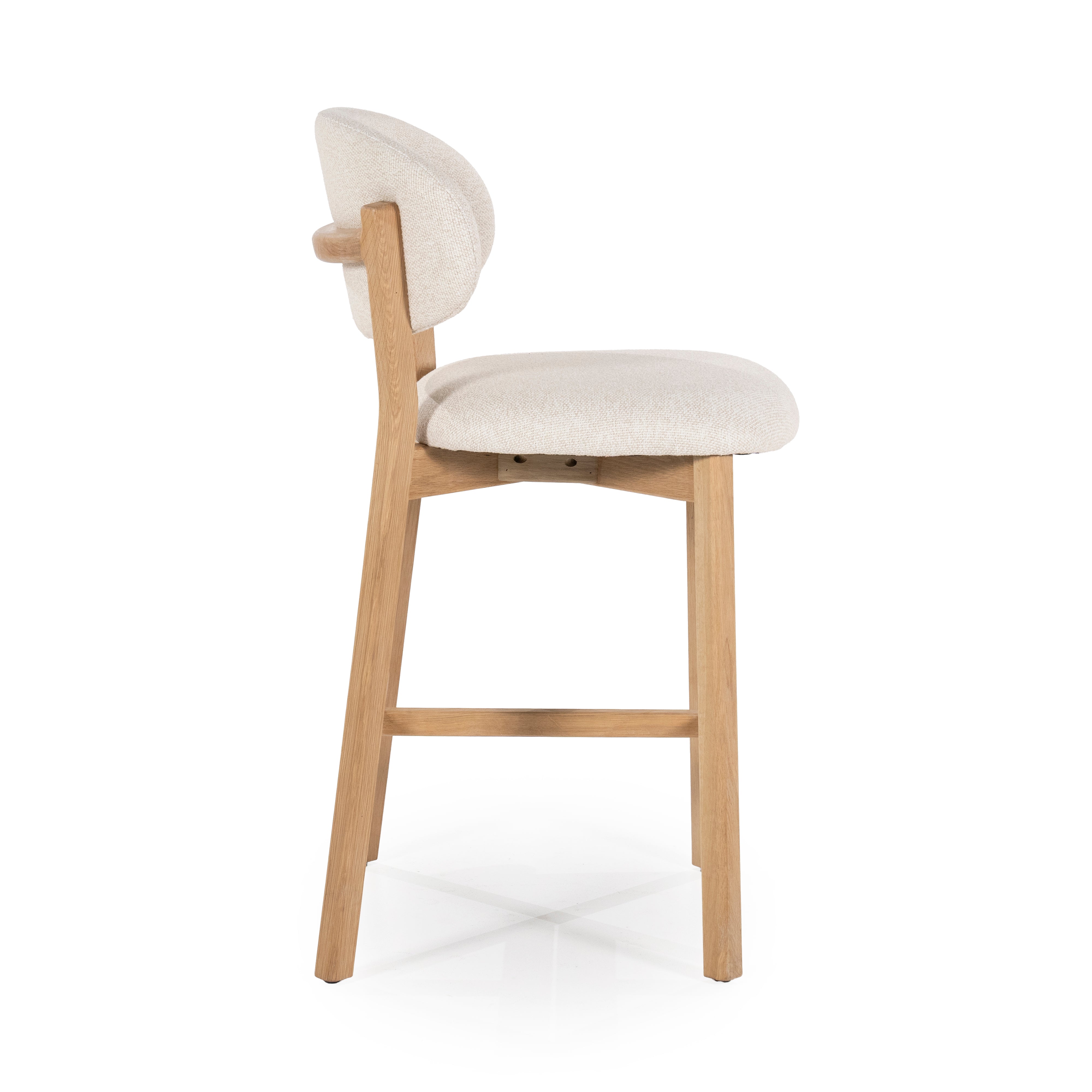 Hocker MIKKY beige mit Eichenbasis