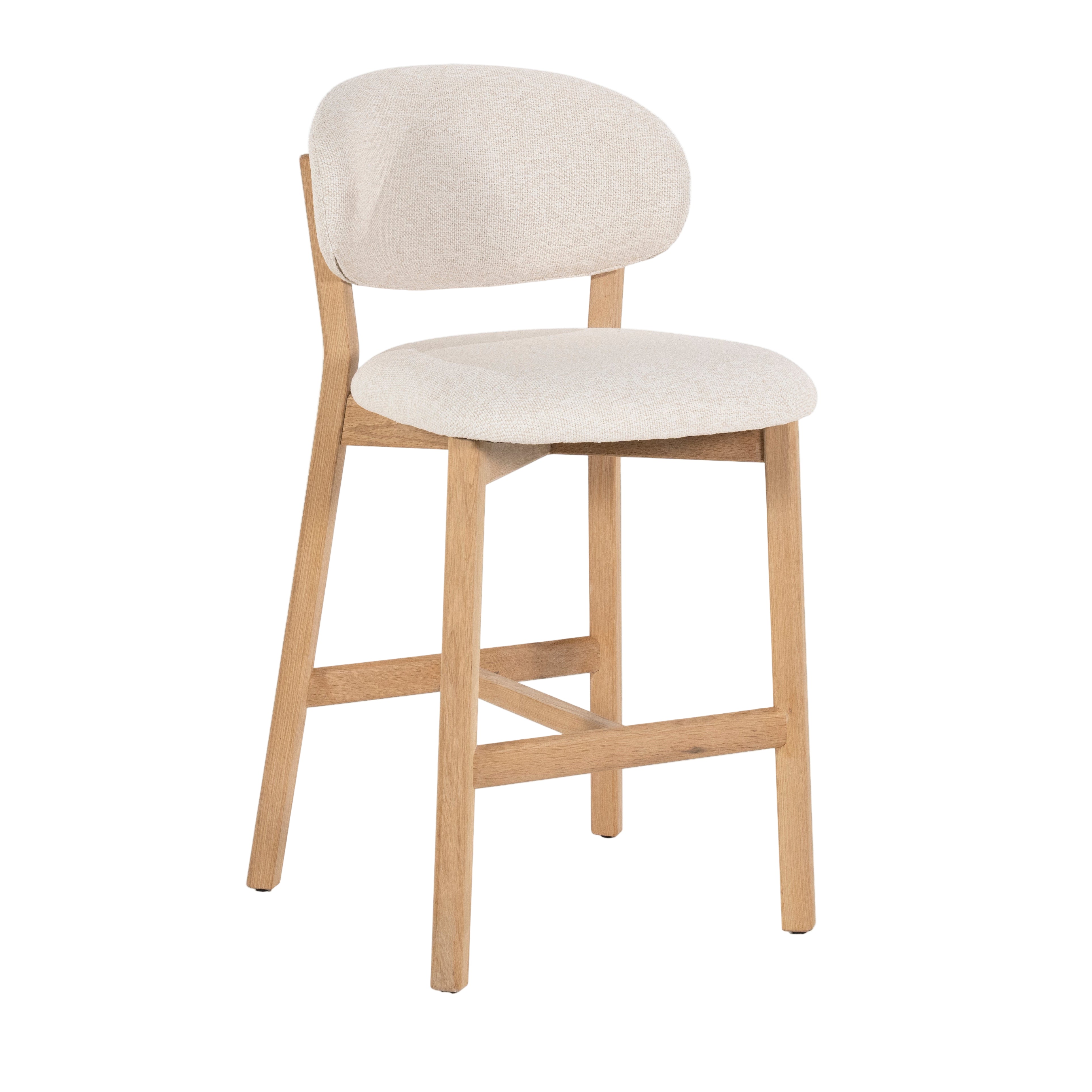 Hocker MIKKY beige mit Eichenbasis