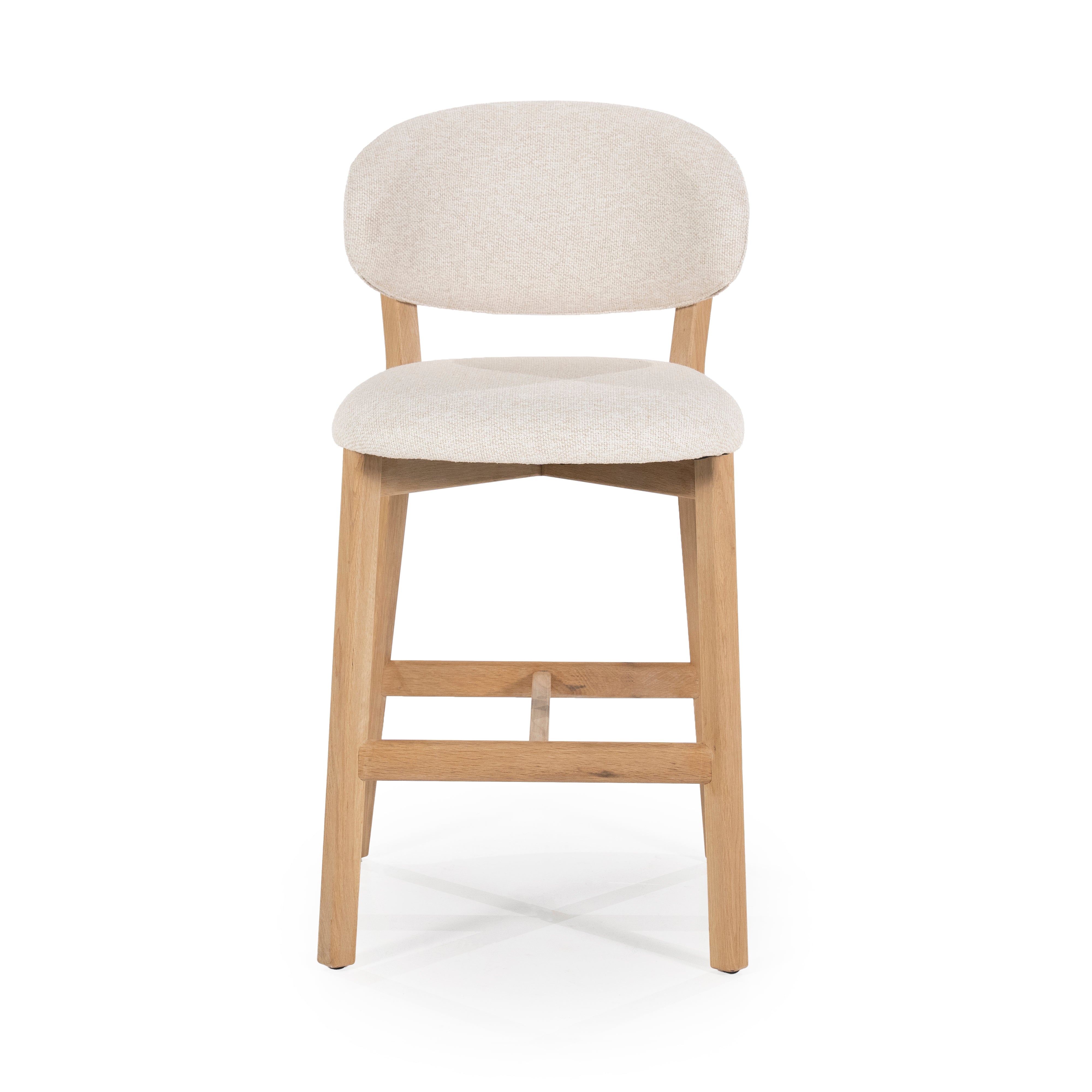 Hocker MIKKY beige mit Eichenbasis