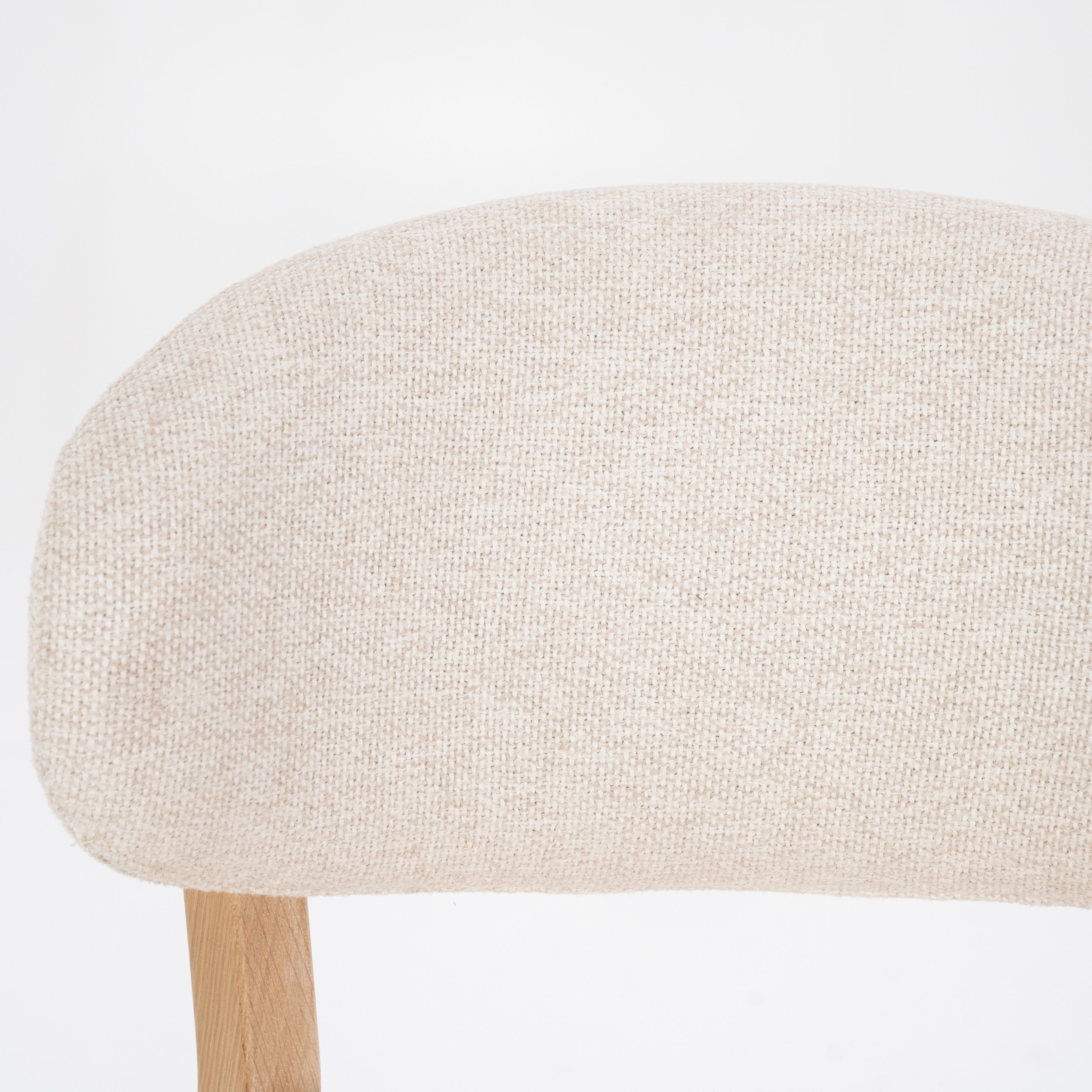 Hocker MIKKY beige mit Eichenbasis