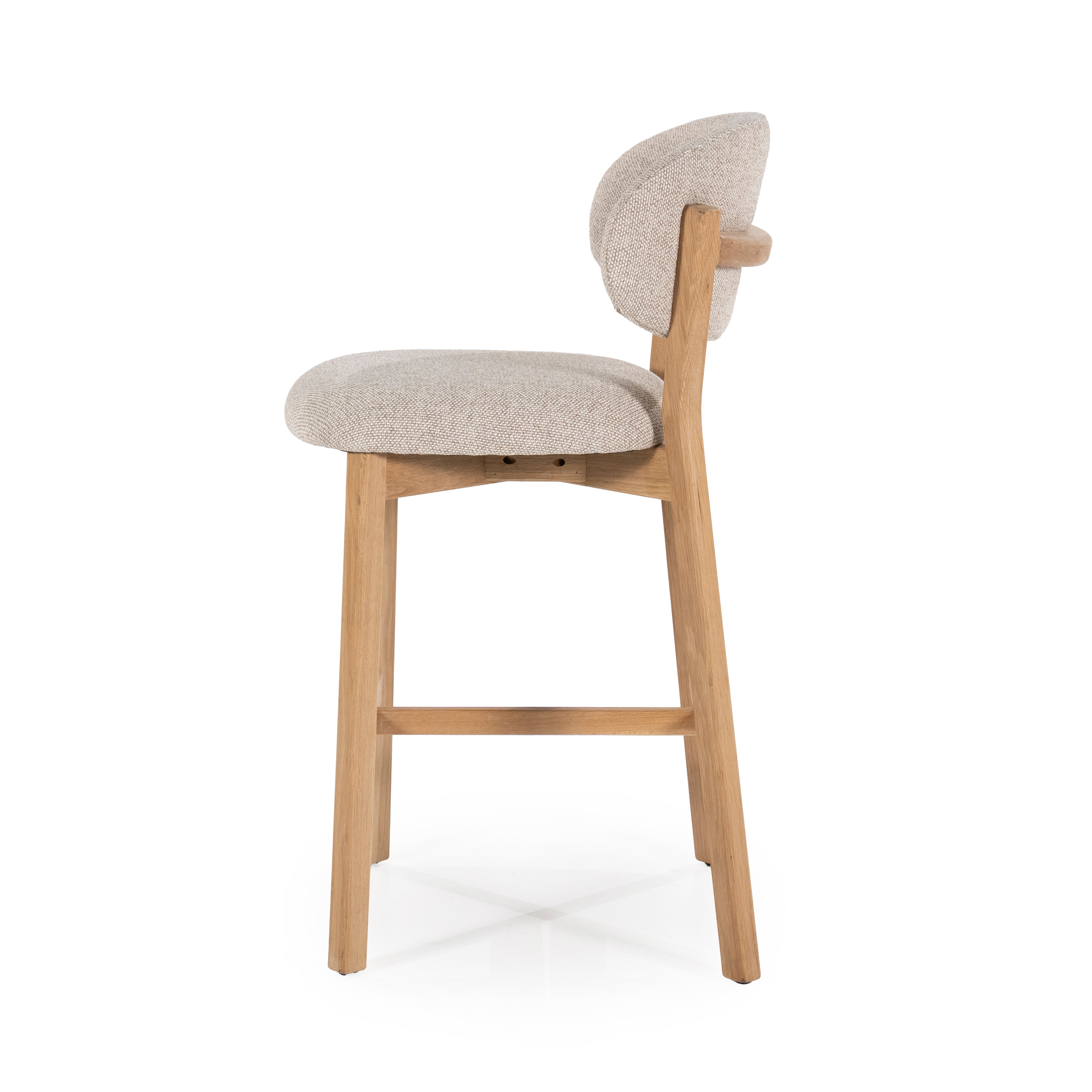 Hocker MIKKY taupe mit Eichenbasis