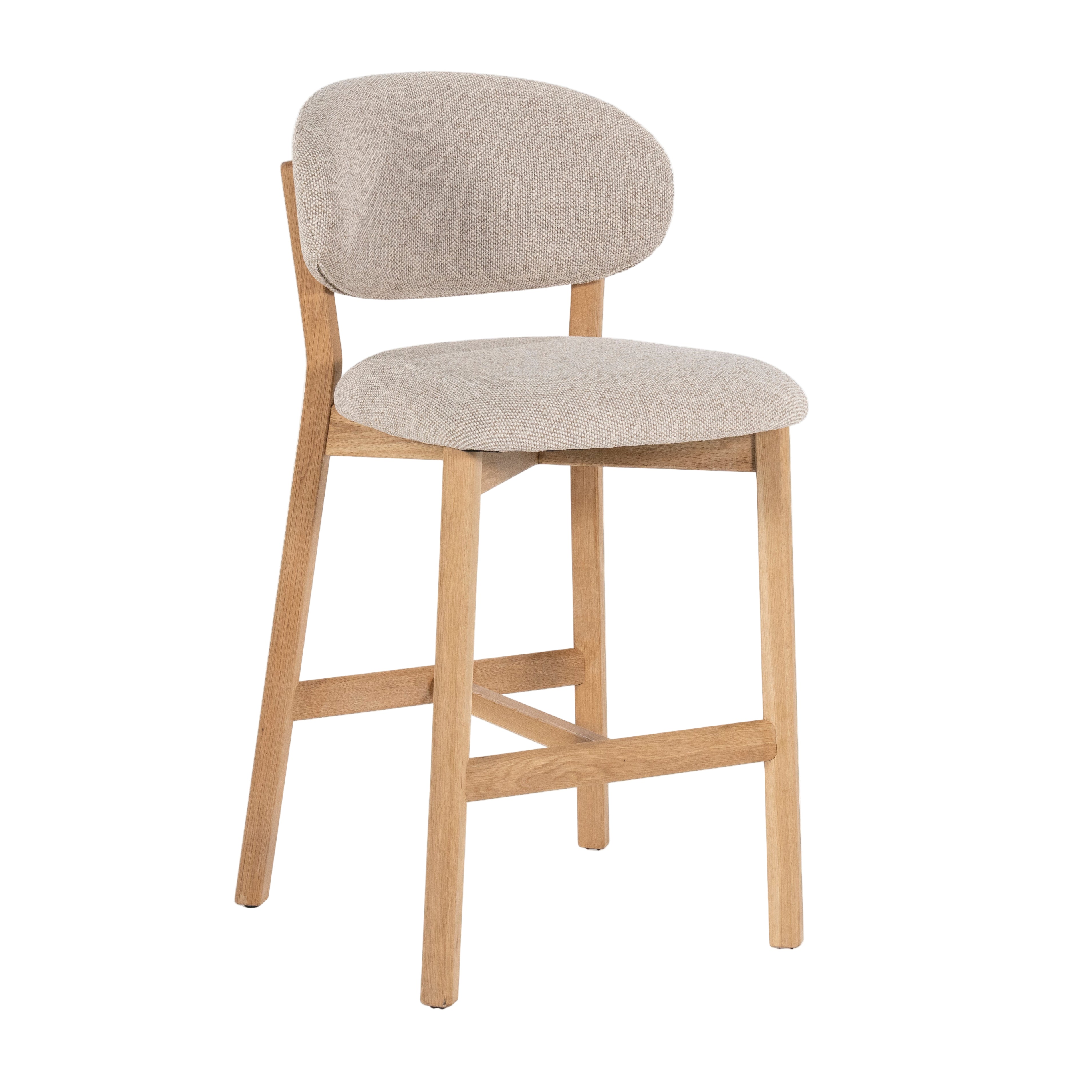 Hocker MIKKY taupe mit Eichenbasis