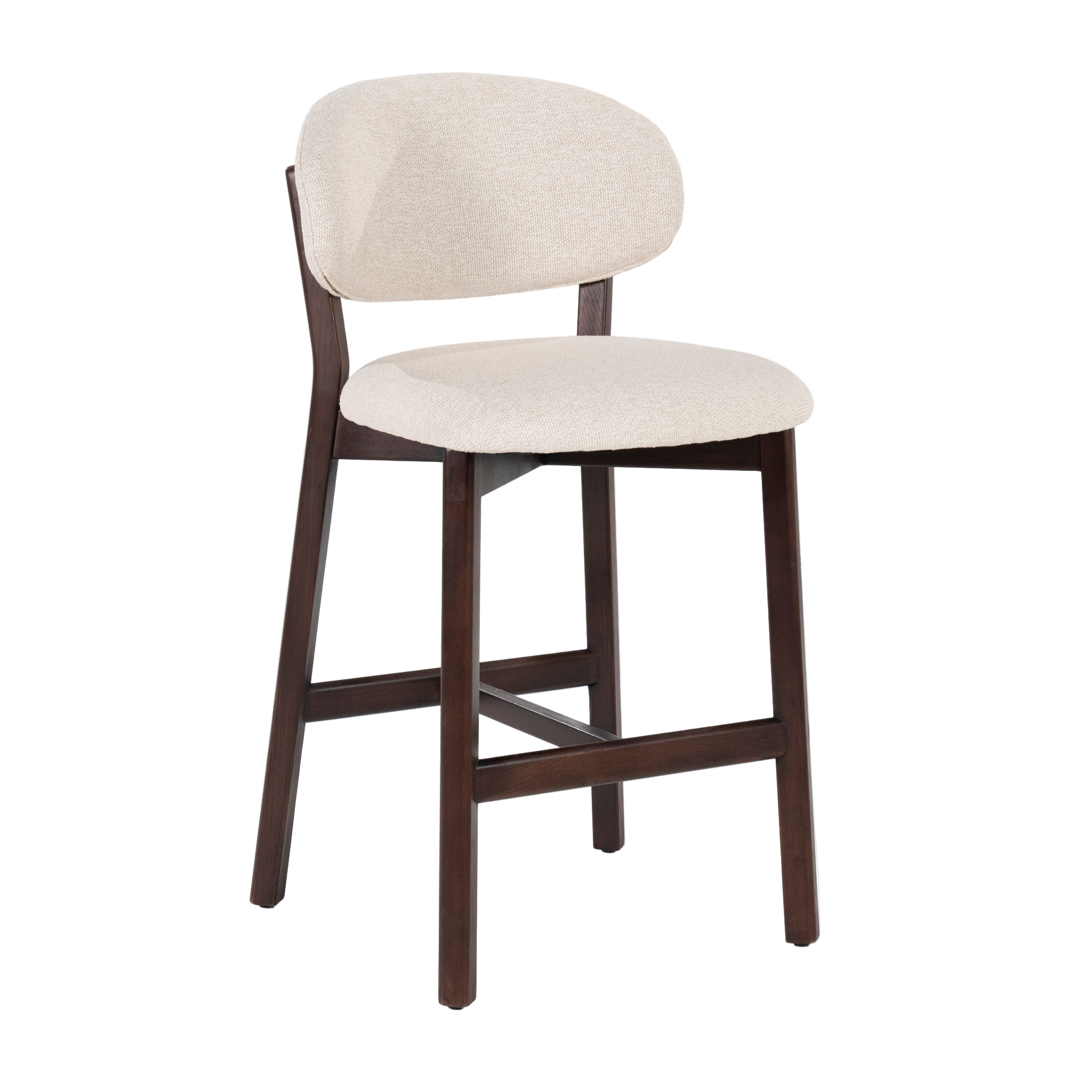 Hocker MIKKY beige mit dunklem Eichenfuß