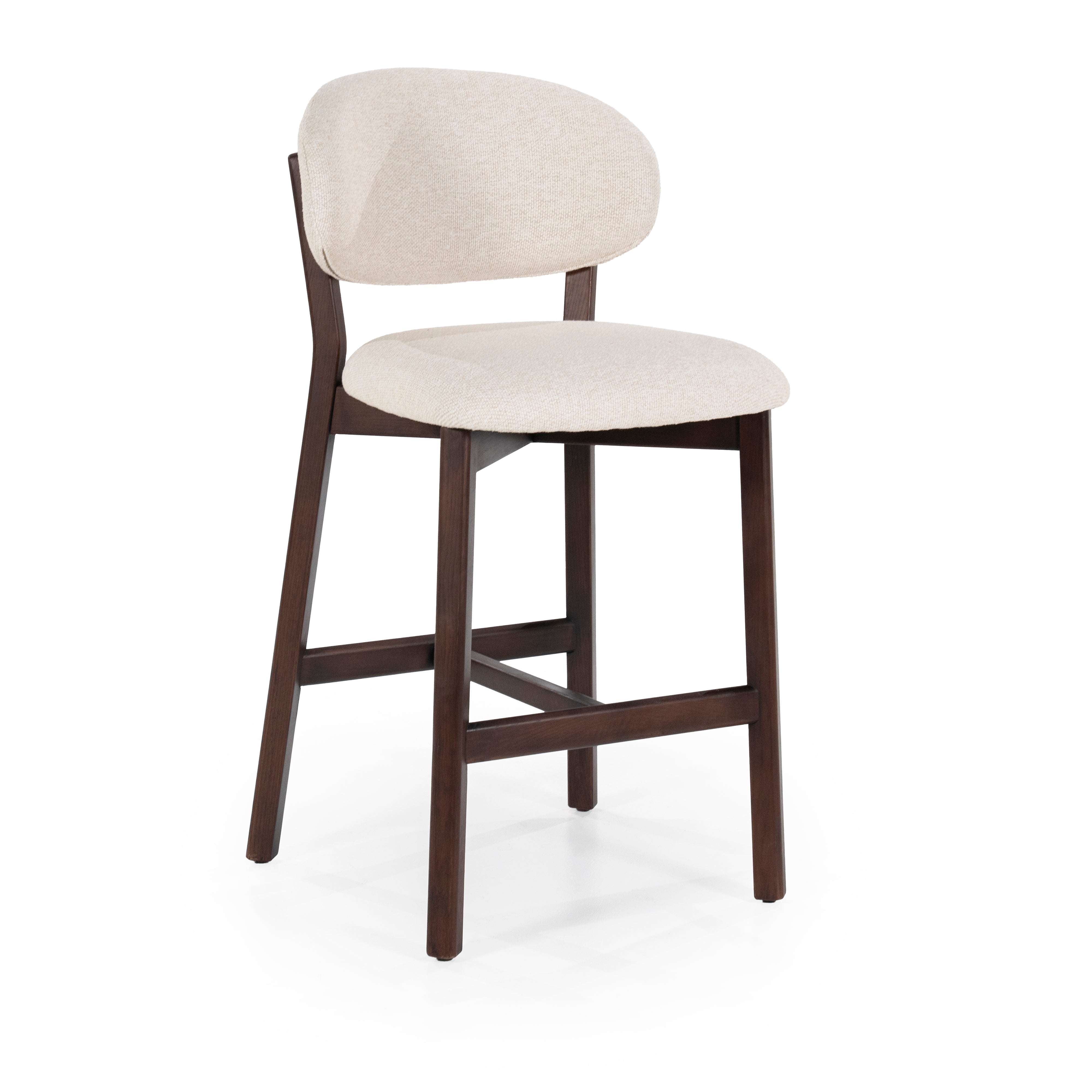 Hocker MIKKY beige mit dunklem Eichenfuß