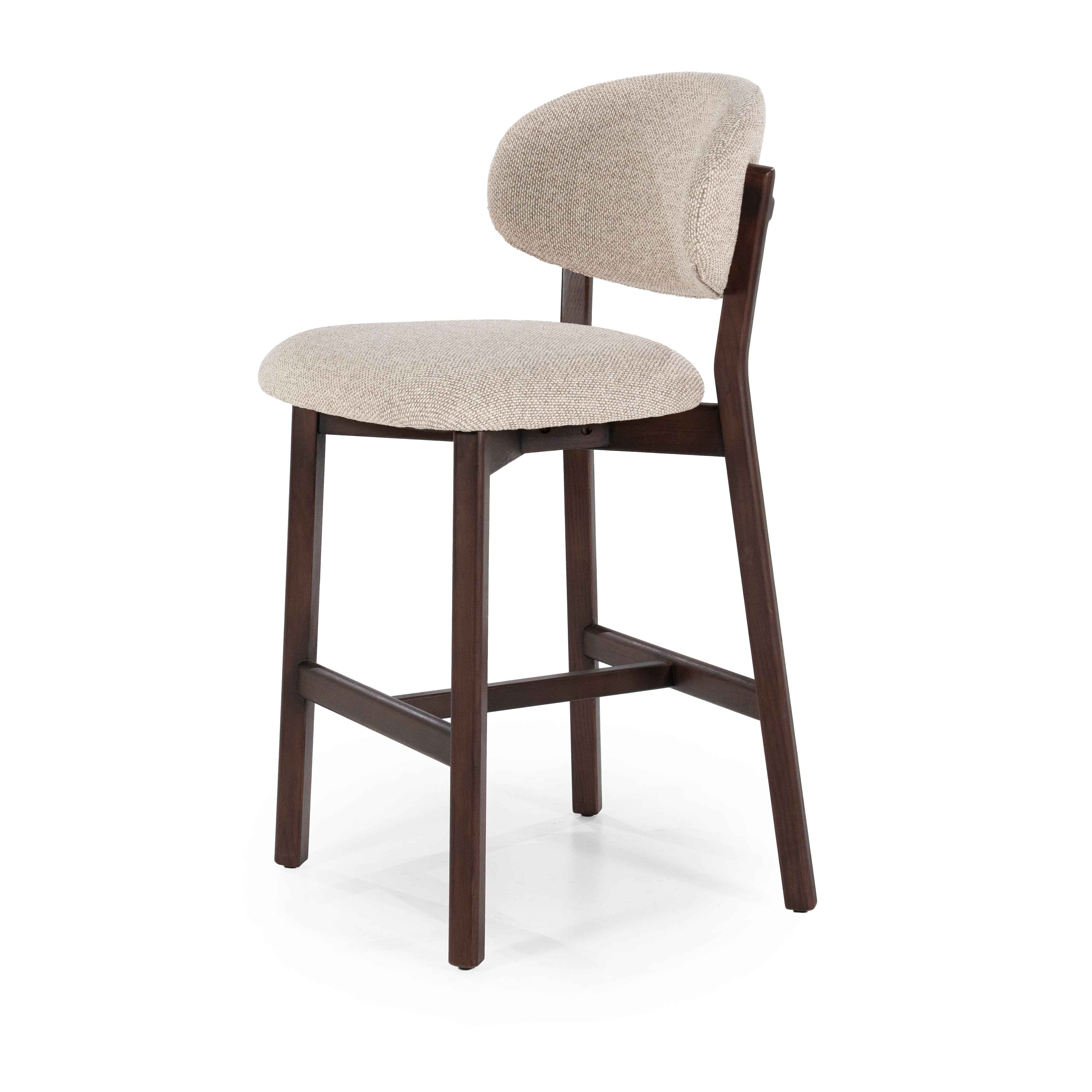 Hocker MIKKY taupe mit dunklem Eichenfuß