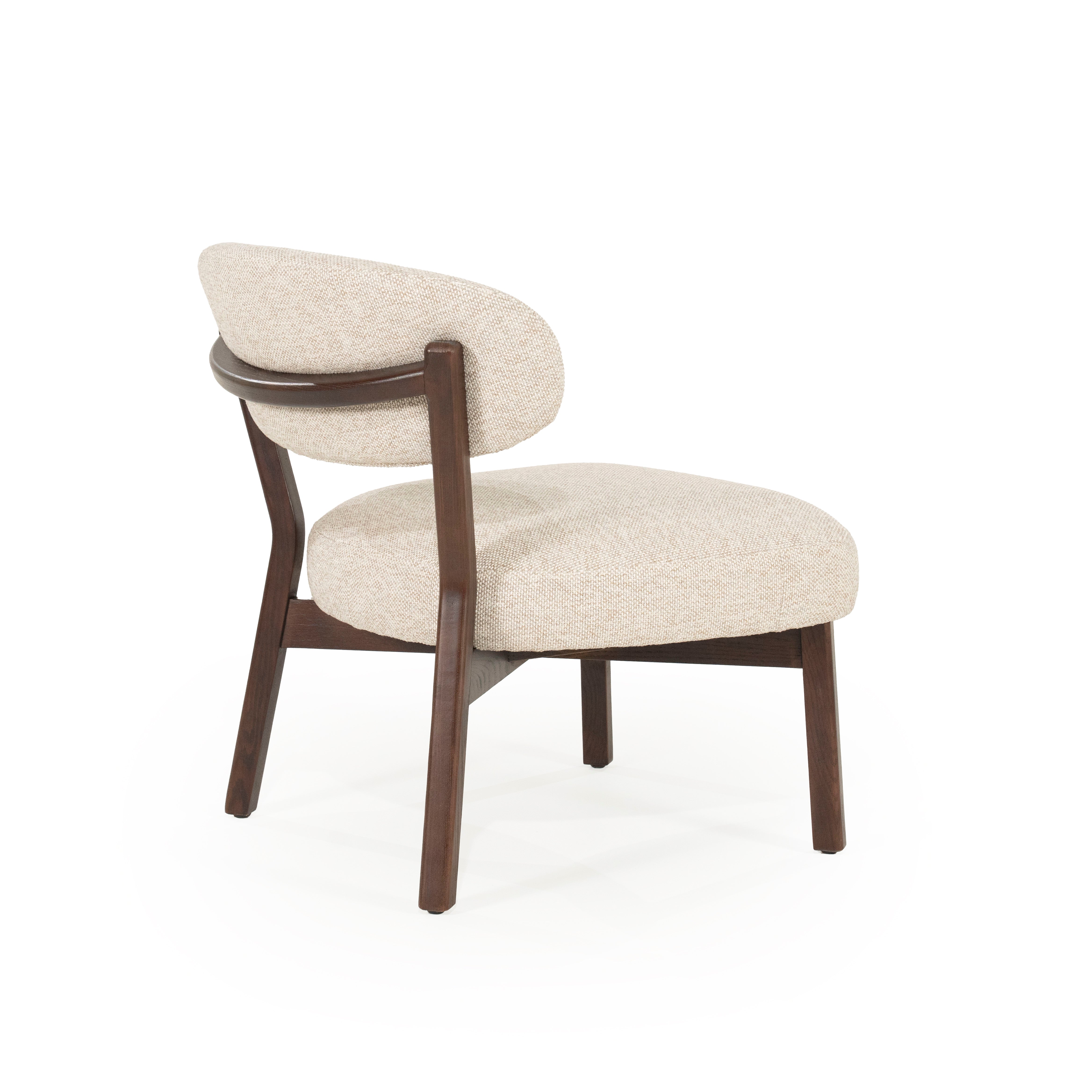 MIKKY Beige Armchair with Dark Wooden Base