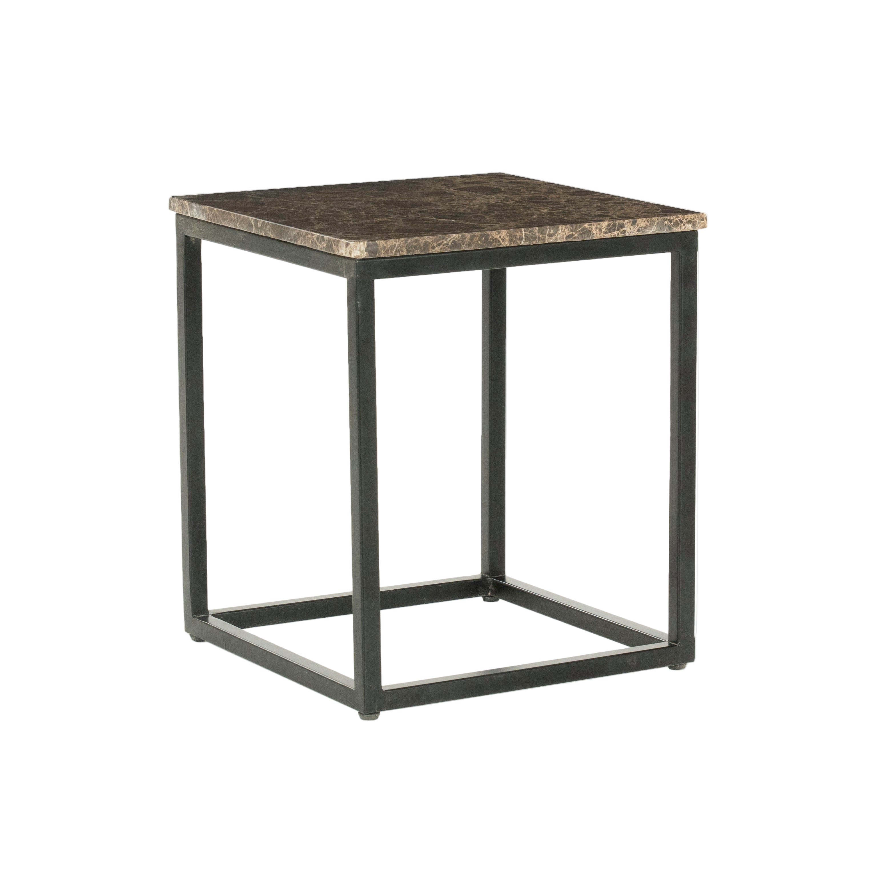 RICO Side Table Dark Brown Marble with Metal Base