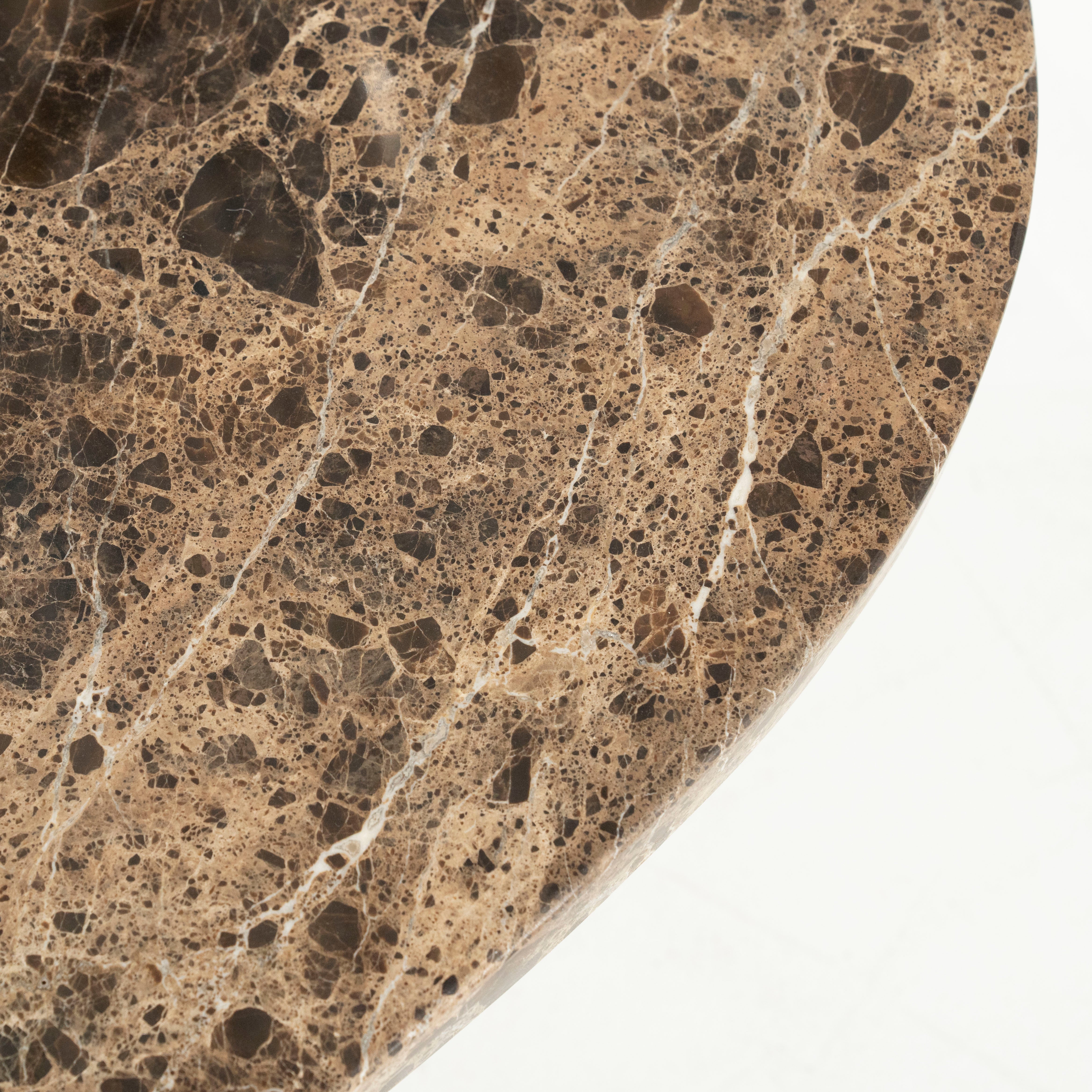 Couchtisch BRADLEY dunkelbrauner Marmor mit Holzgestell