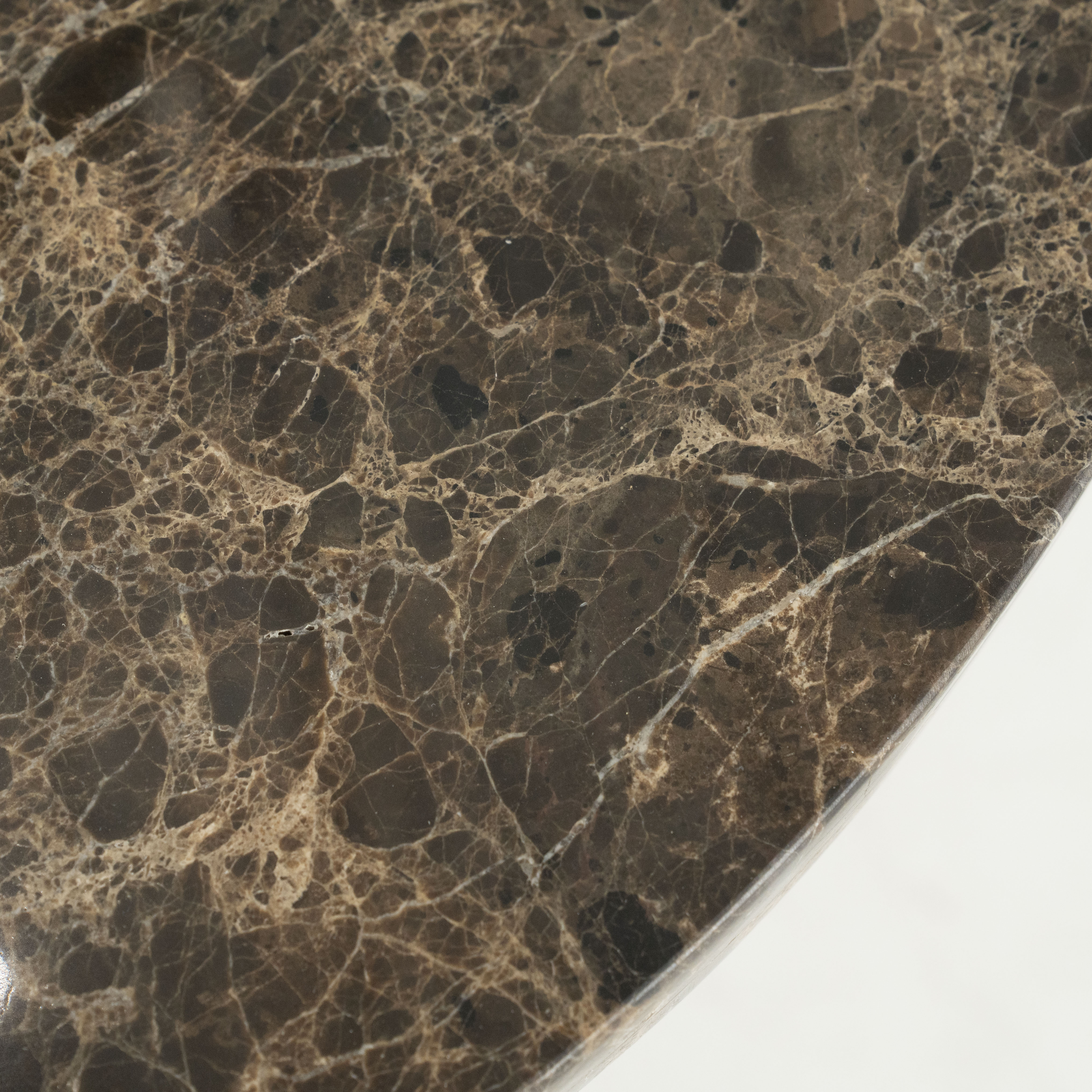 LANDO side table dark brown marble with wooden base