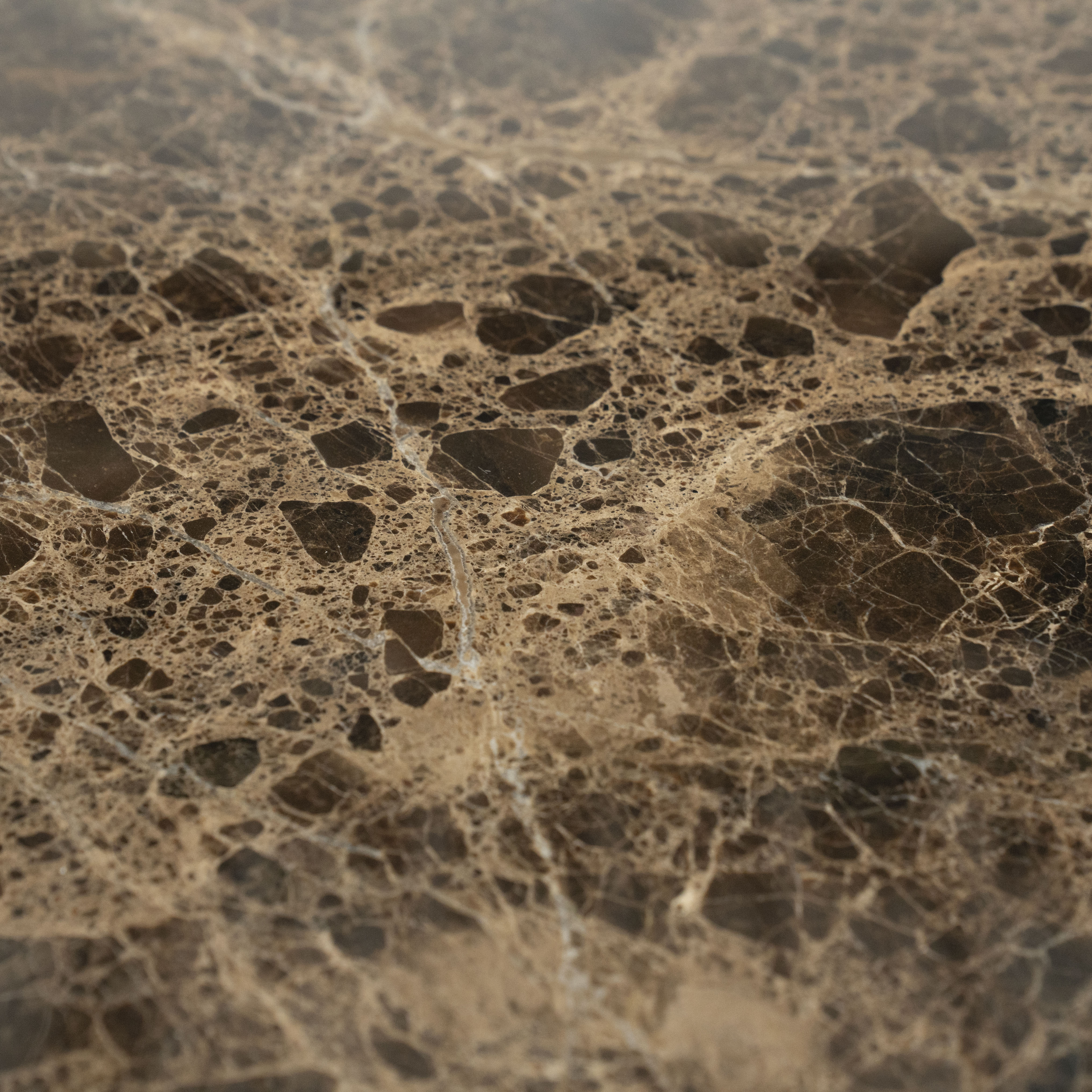 Kaffeetisch LANDO dunkelbrauner Marmor mit Holzgestell