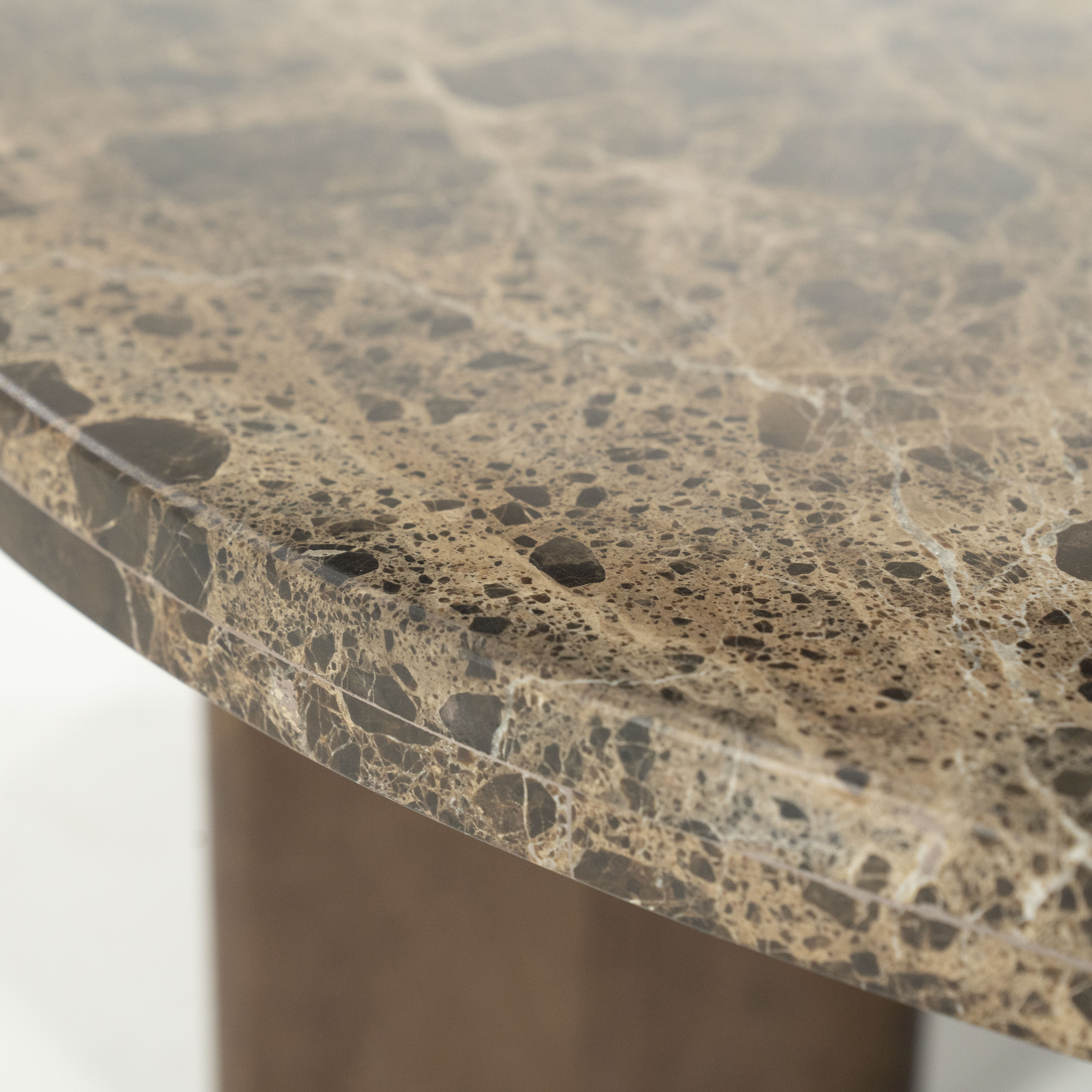 Kaffeetisch LANDO dunkelbrauner Marmor mit Holzgestell