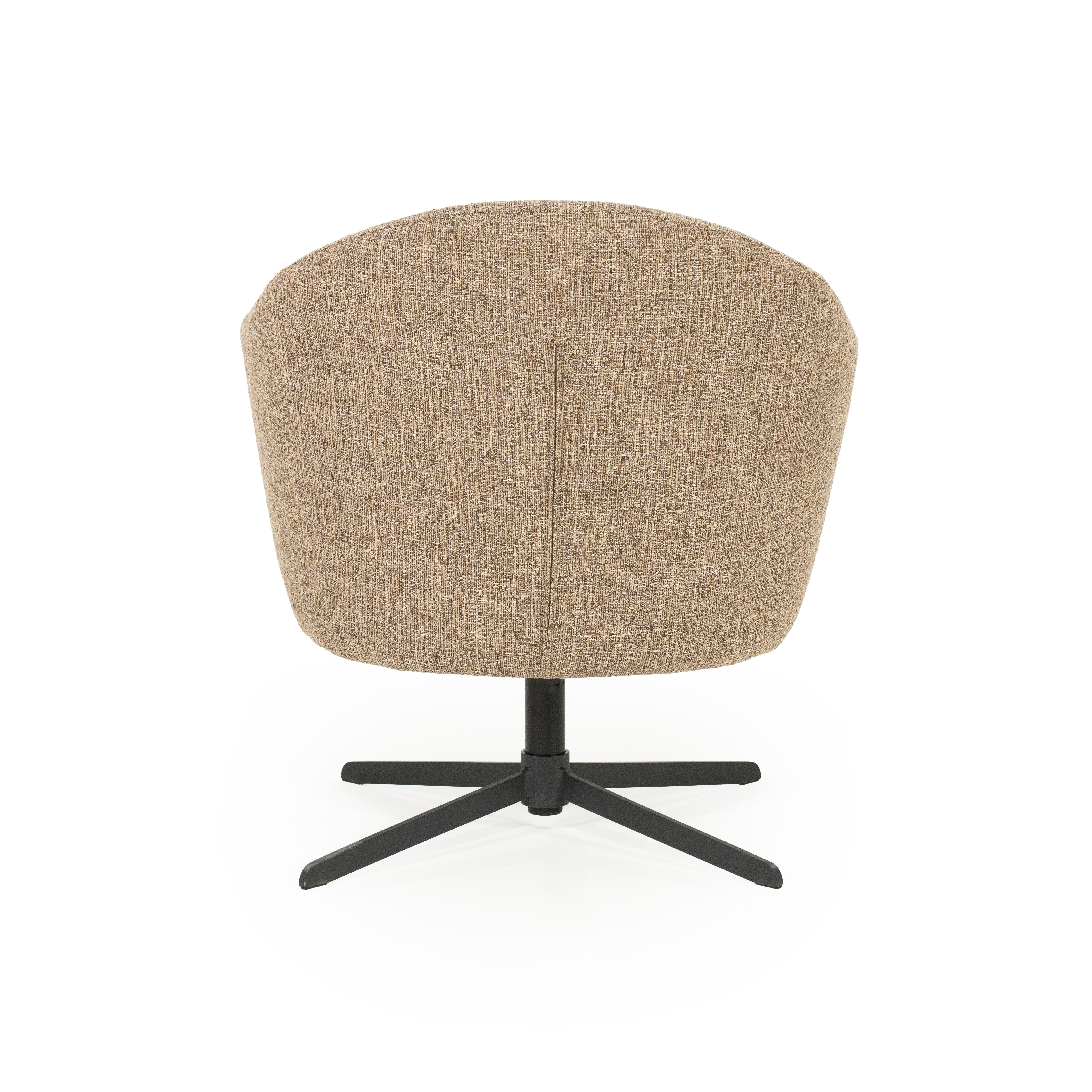 CONNOR brown swivel armchair with black base
