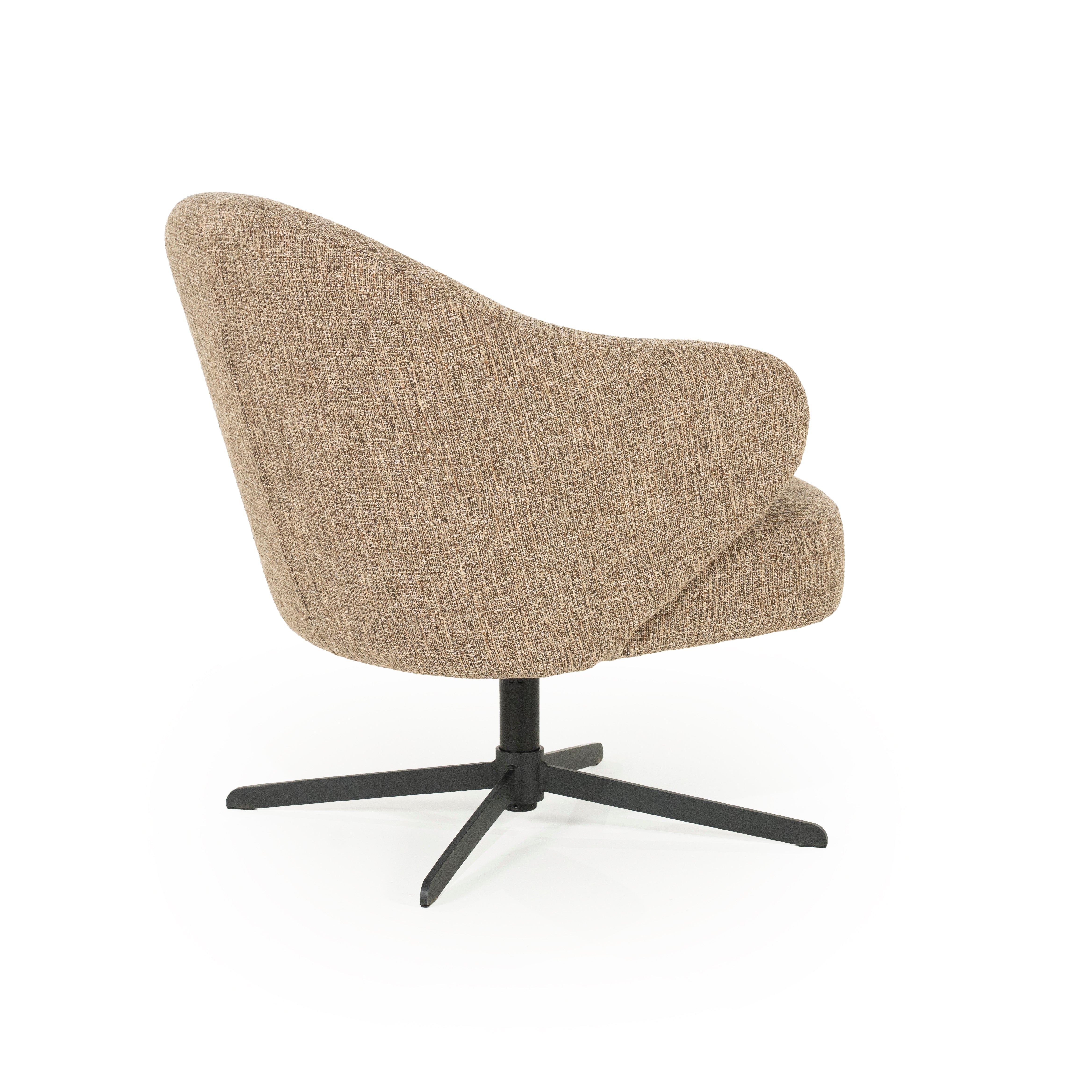 CONNOR brown swivel armchair with black base
