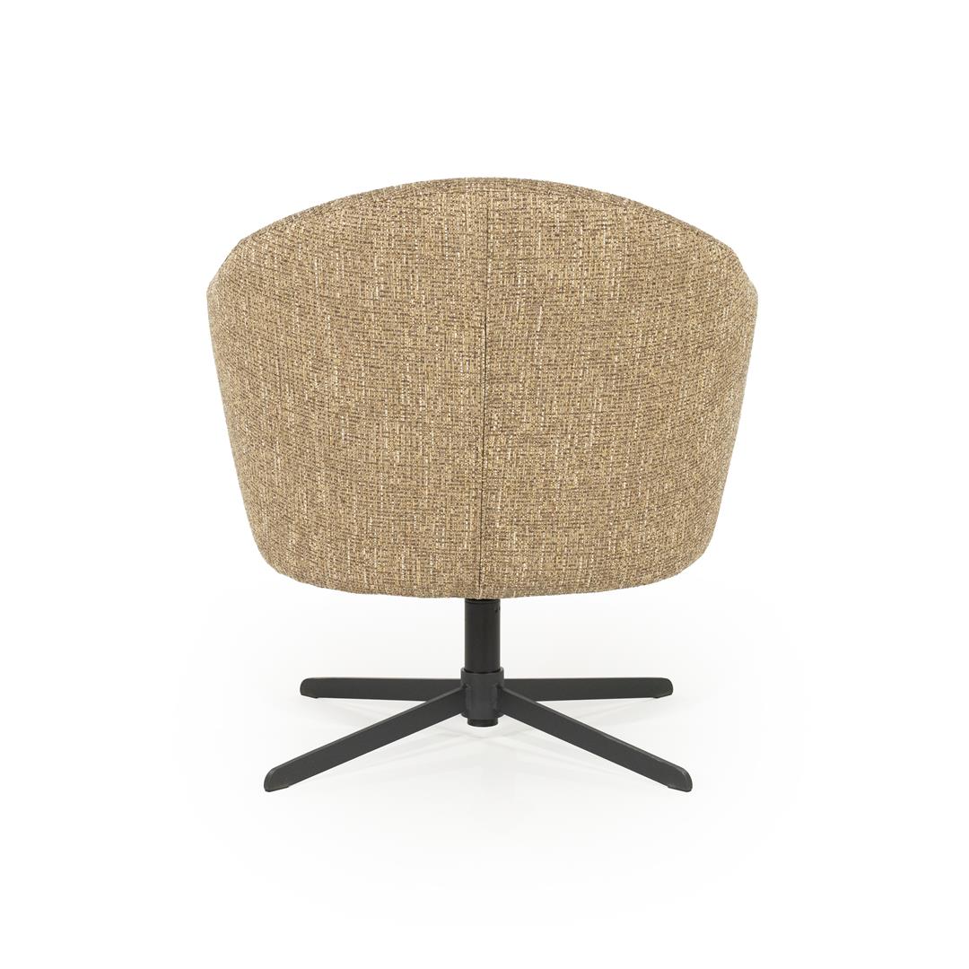 CONNOR swivel armchair mustard brown with black base