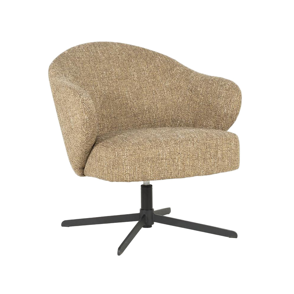 CONNOR swivel armchair mustard brown with black base