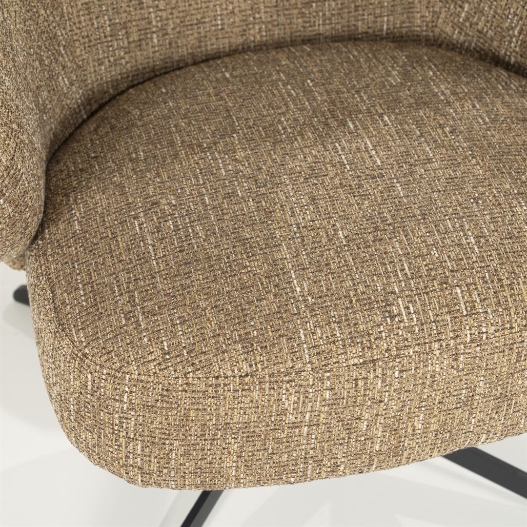 CONNOR swivel armchair mustard brown with black base