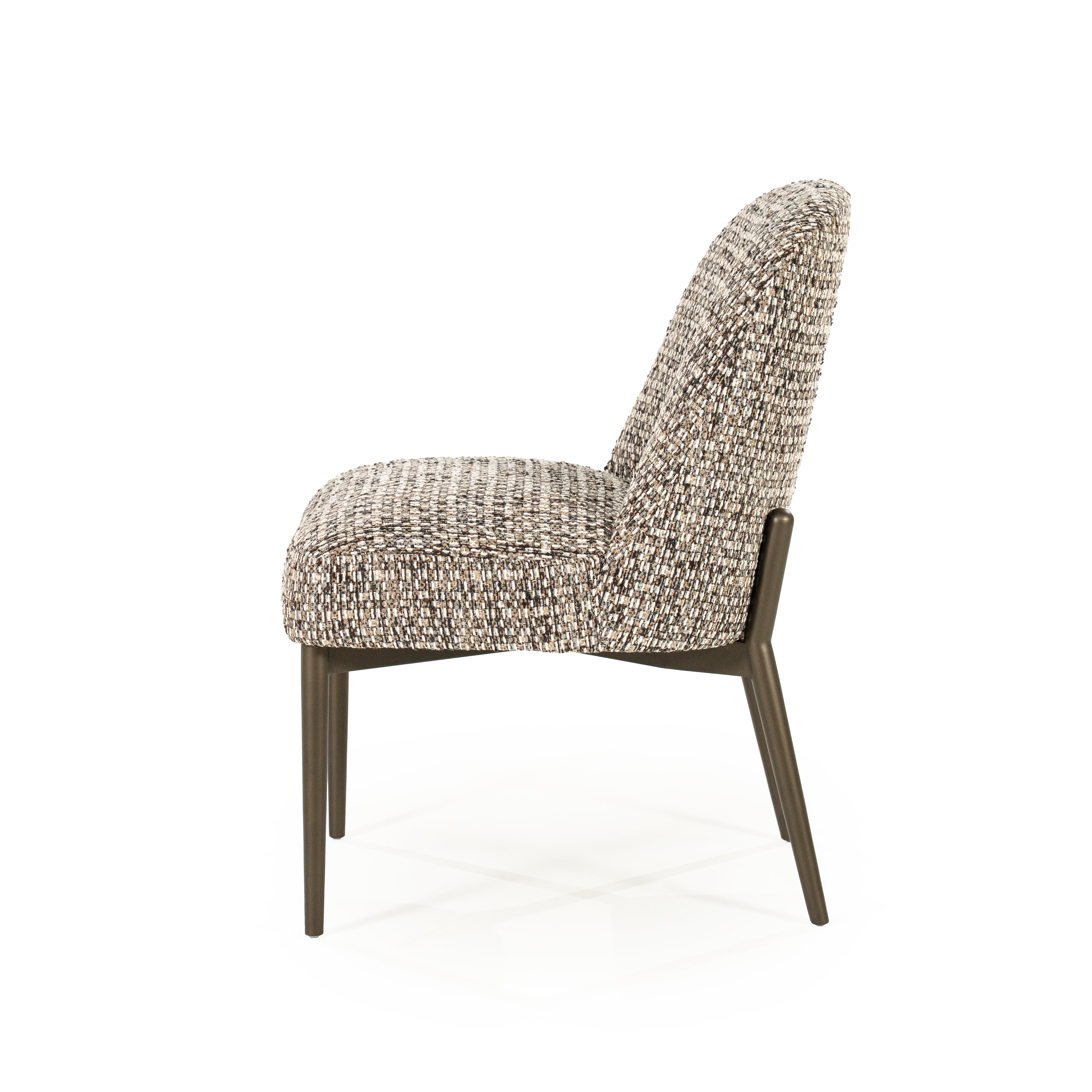 TOBIAS Chair in Gray-Brown Melange with Dark Brown Base
