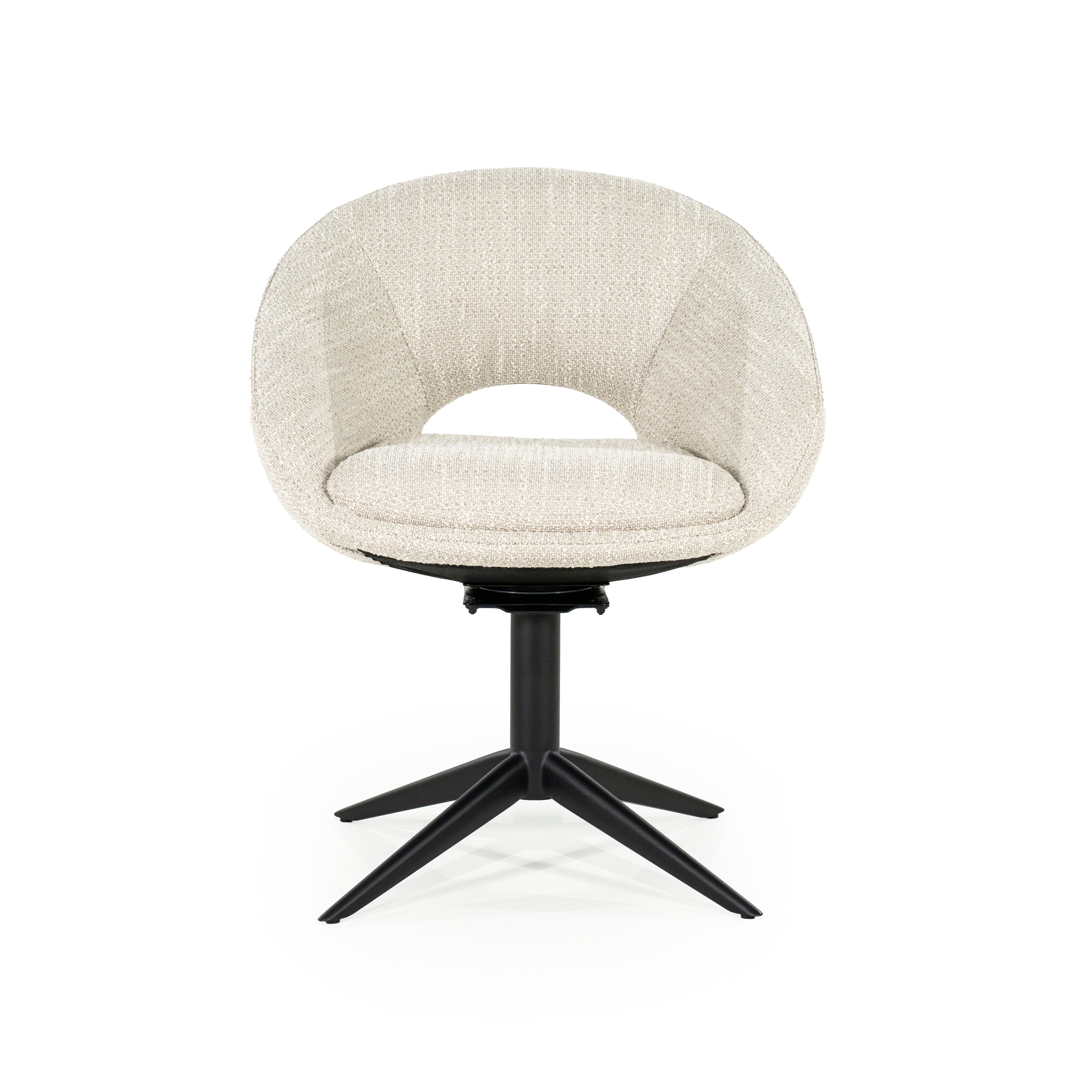 NOL Beige Swivel Chair with Black Base