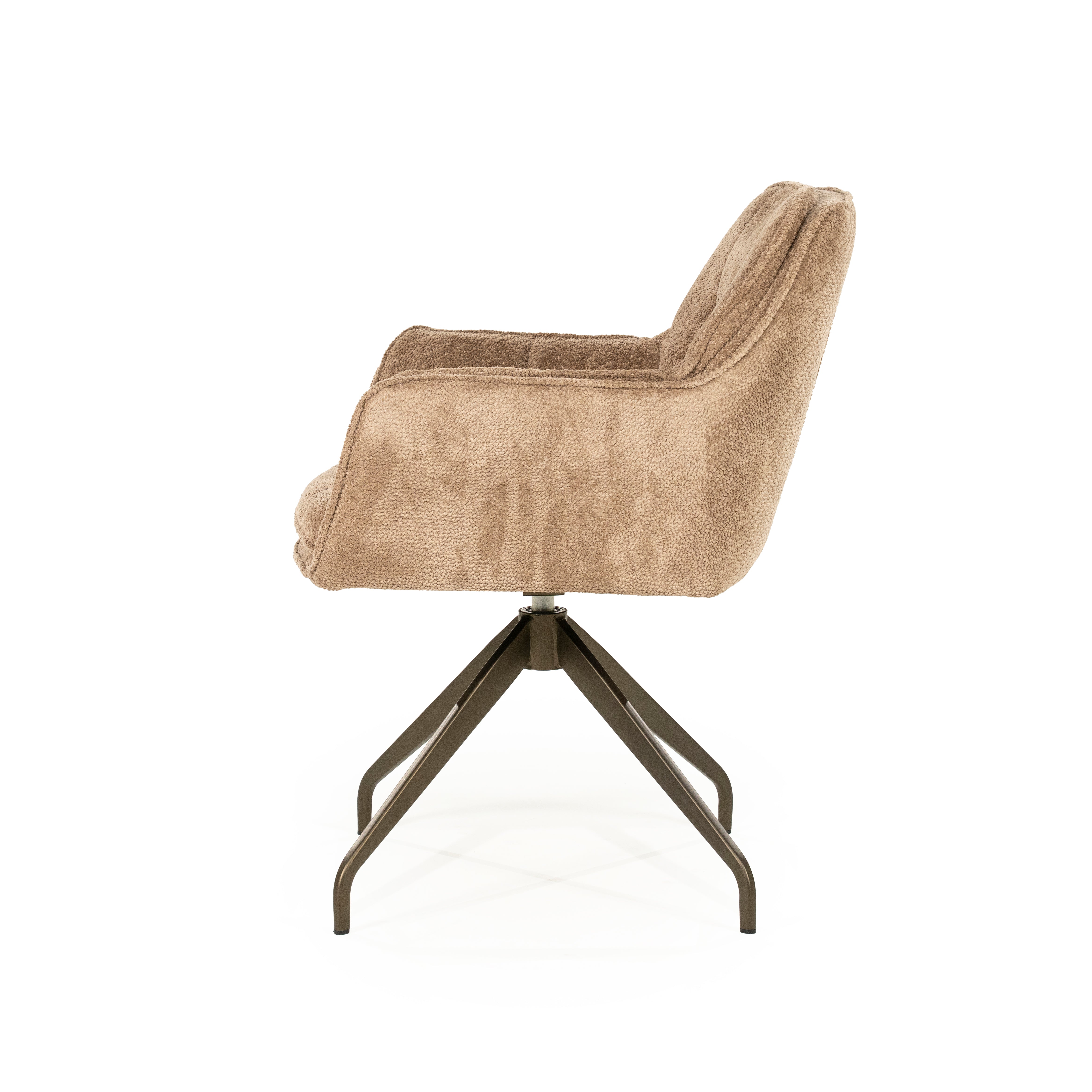 HUGO taupe swivel chair with dark brown base