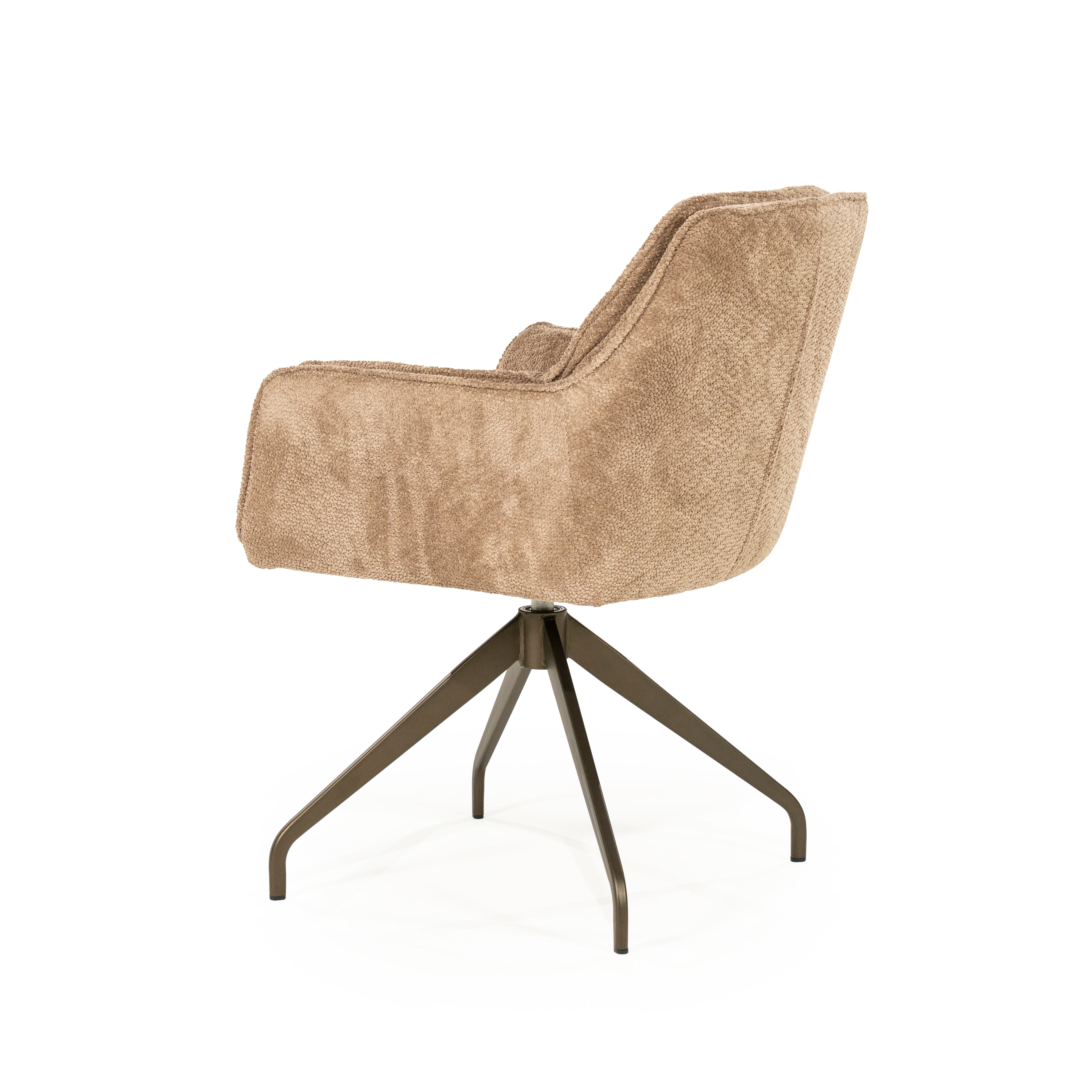 HUGO taupe swivel chair with dark brown base
