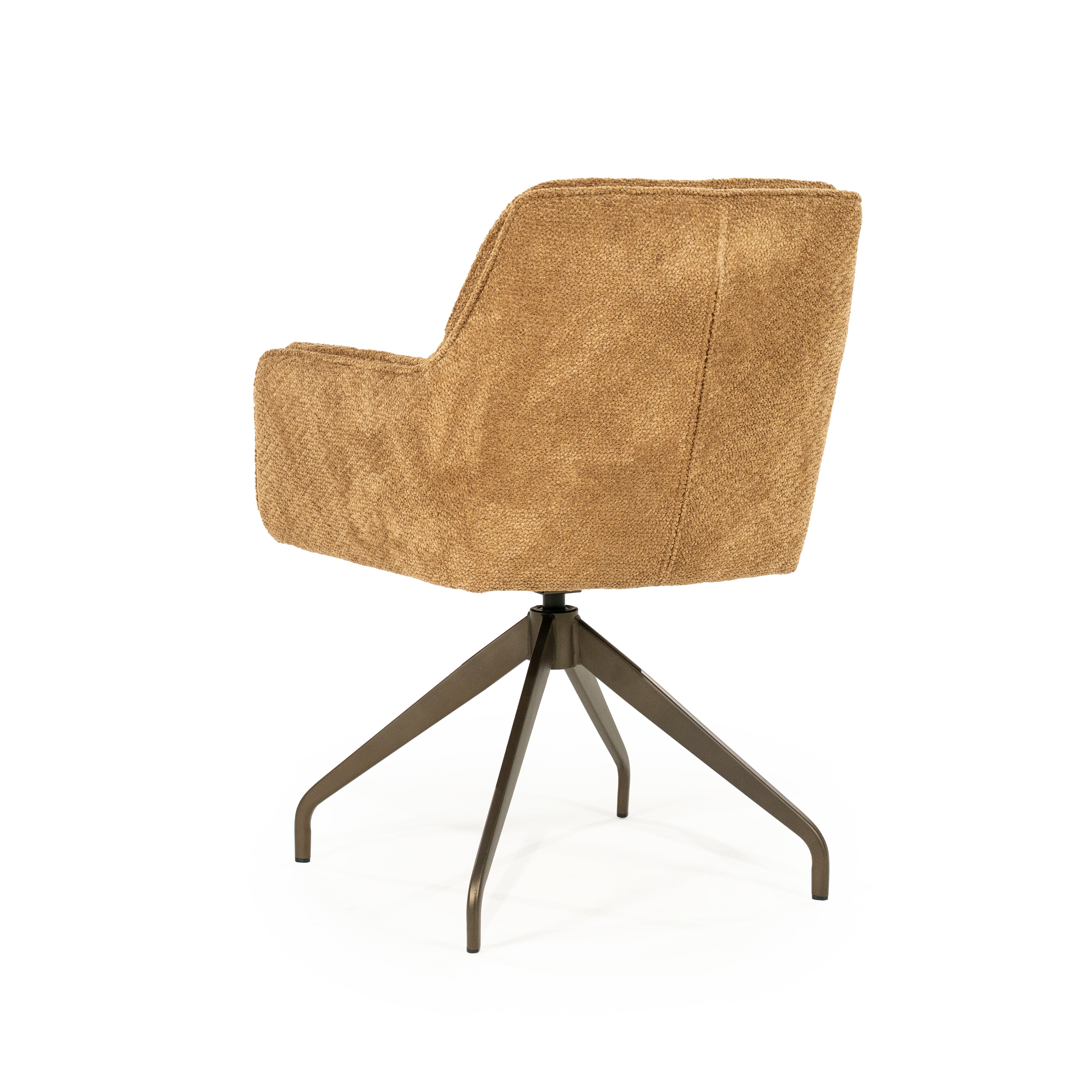 HUGO mustard swivel chair with dark brown base
