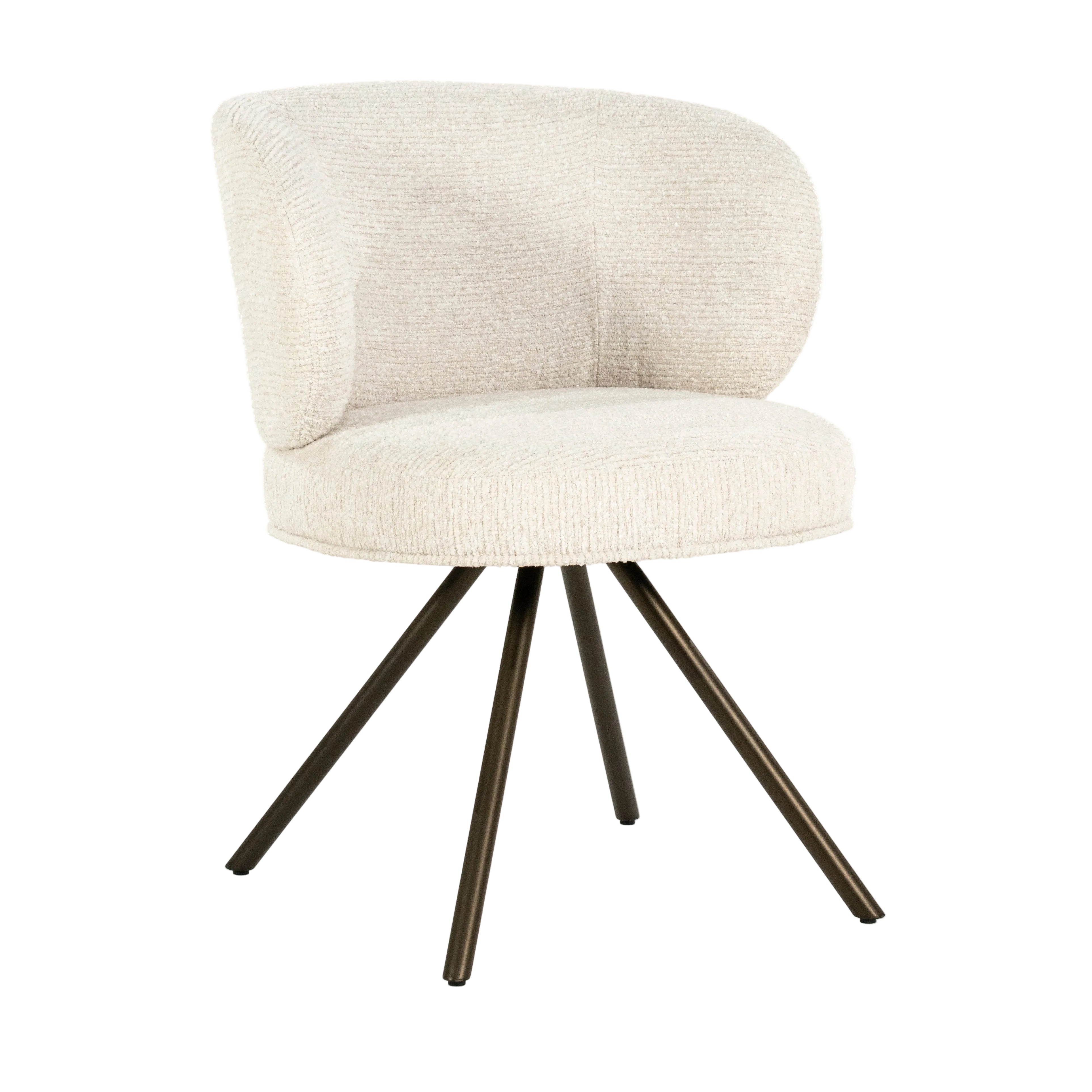 JAYSON Beige Swivel Chair with Dark Brown Base