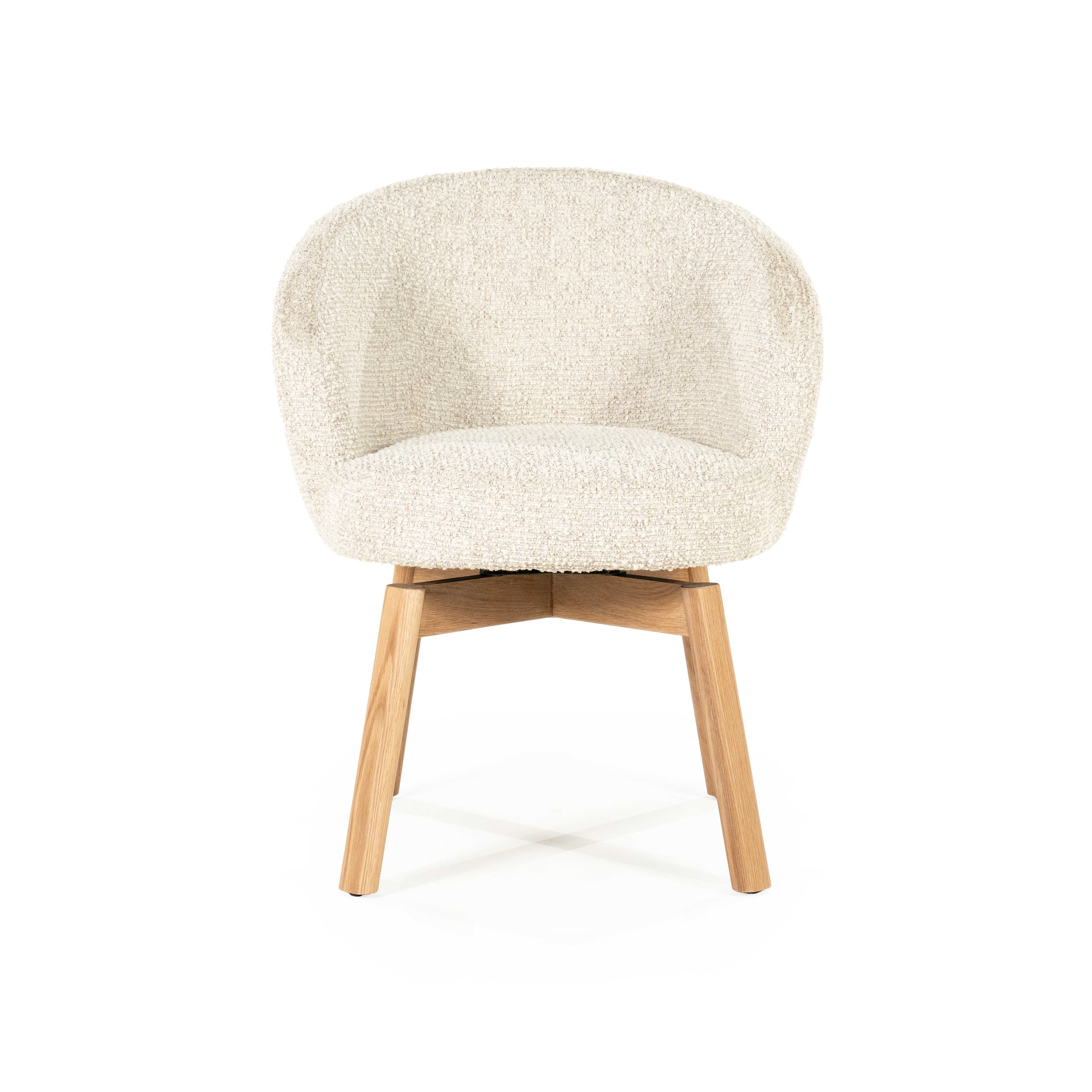 LIVIA cream swivel chair with wooden base
