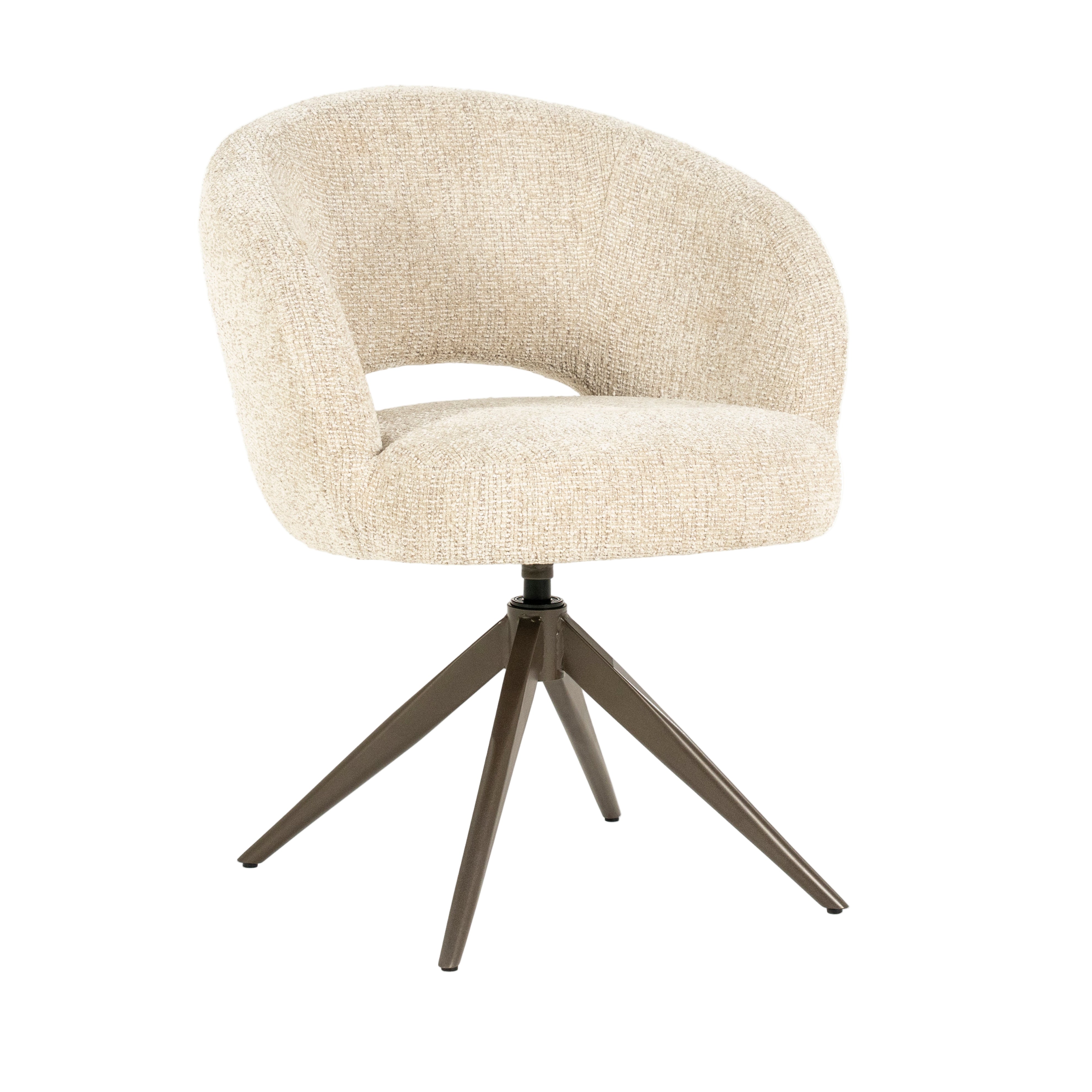 ALISSA swivel chair beige with dark brown base