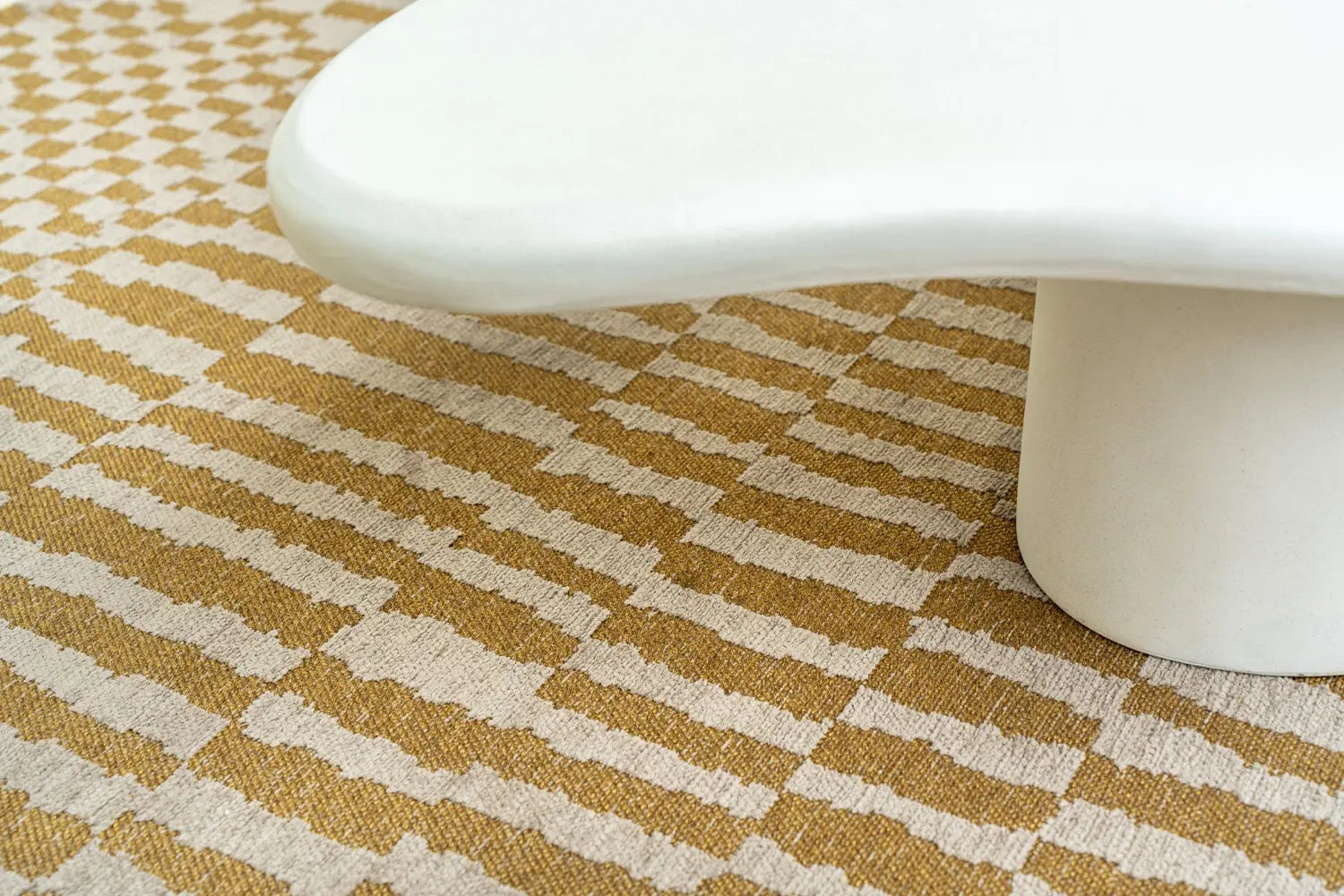Oval Rug BERBER ERG Yellow with Beige
