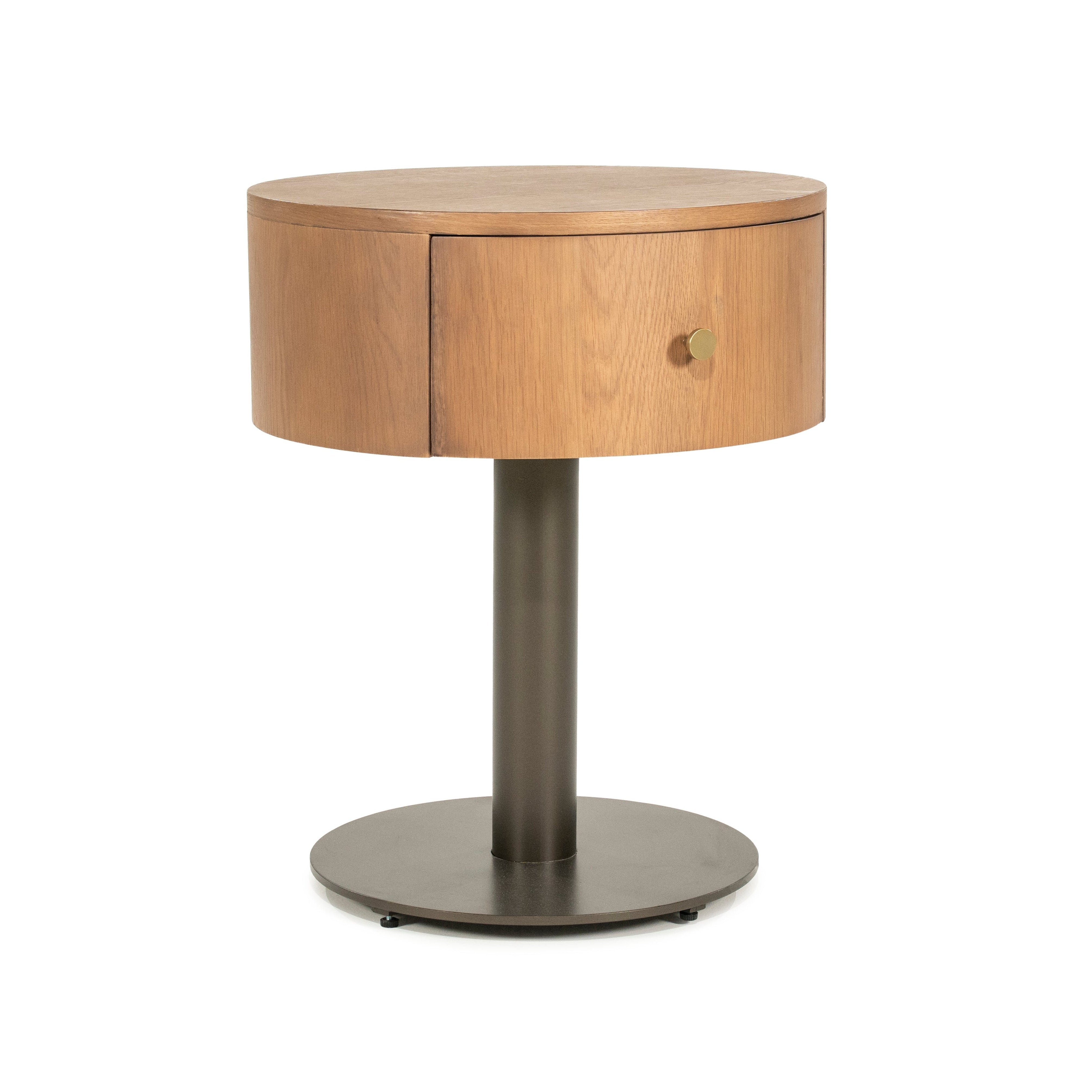 Nachttisch SKYE dunkles Eichenholz mit Metallbasis