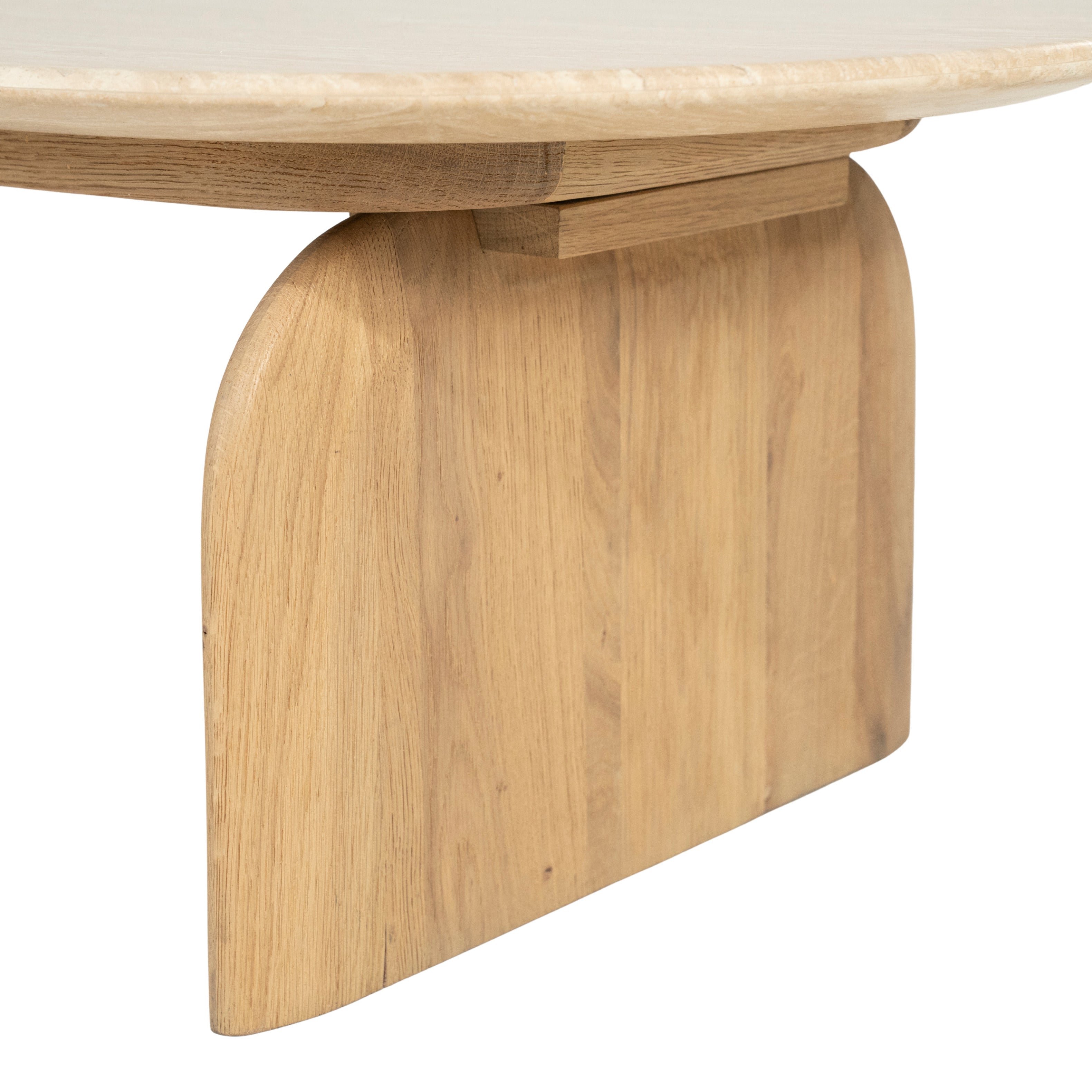 LOVA coffee table in travertine with an oak base