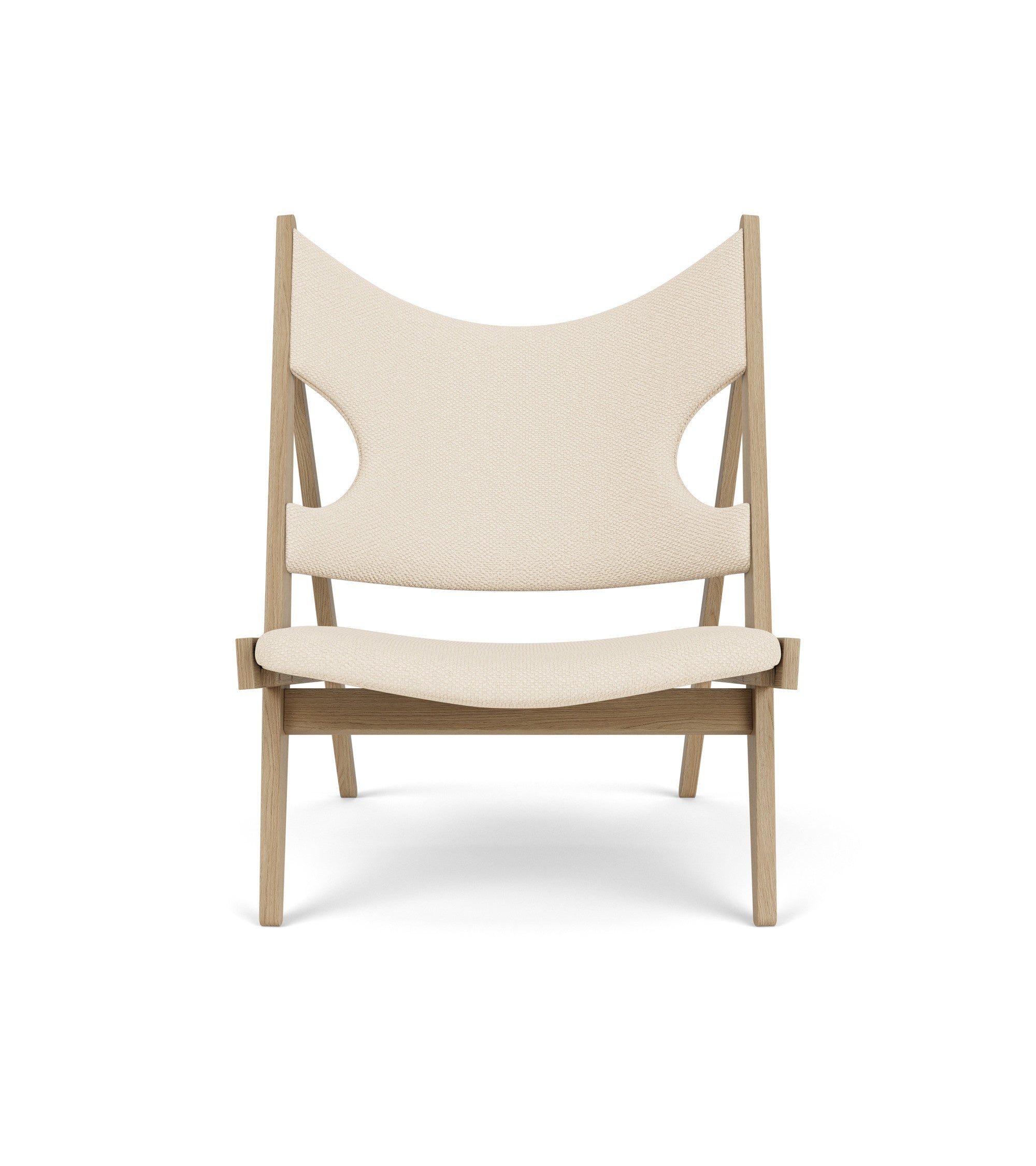 Sessel KNITTING cremefarben mit Eichenbasis