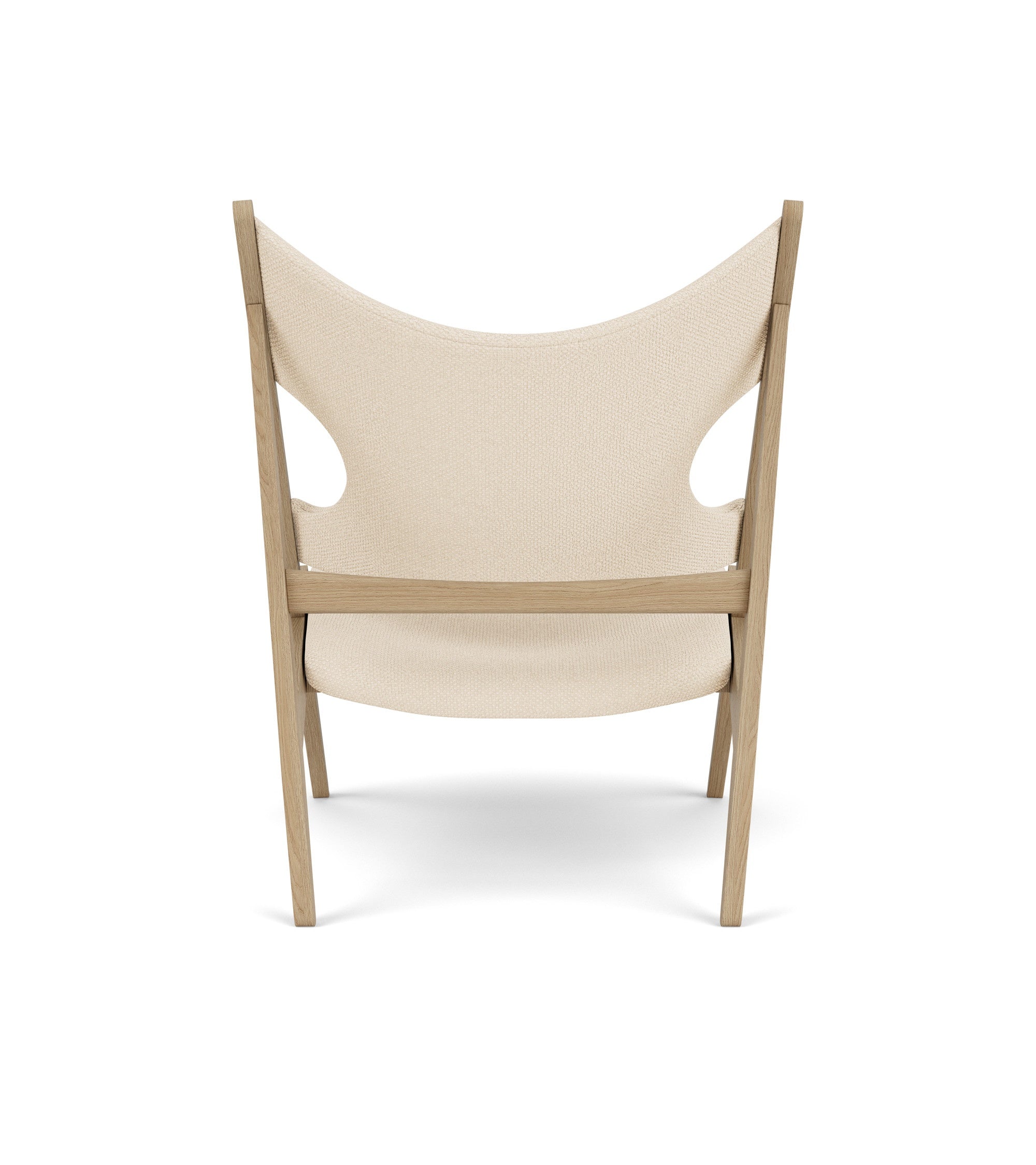 Sessel KNITTING cremefarben mit Eichenbasis