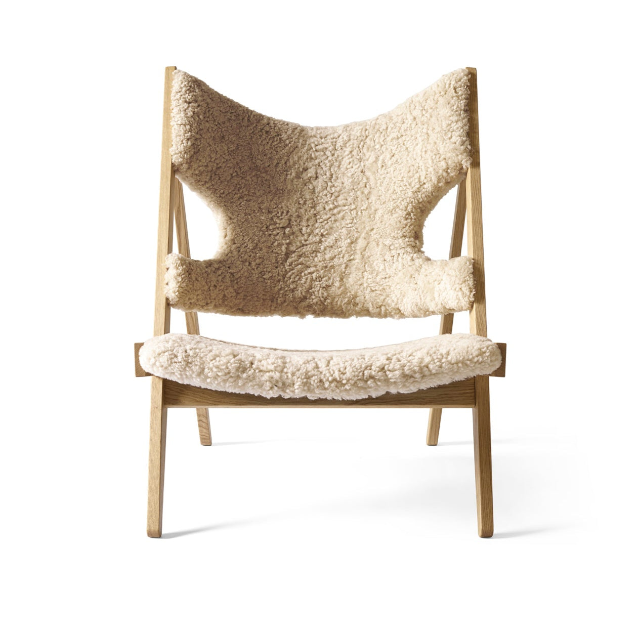 Sessel KNITTING Schafsleder mit Eichenbasis