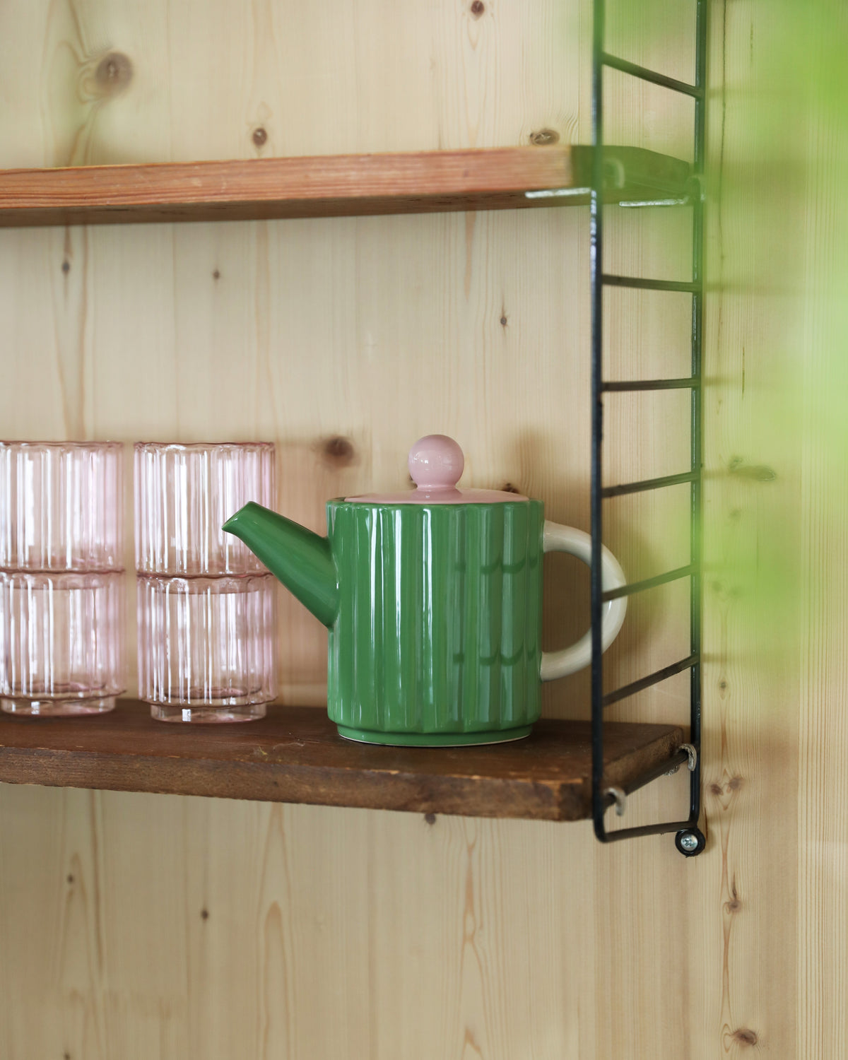 Green and Pink TUBE Teapot