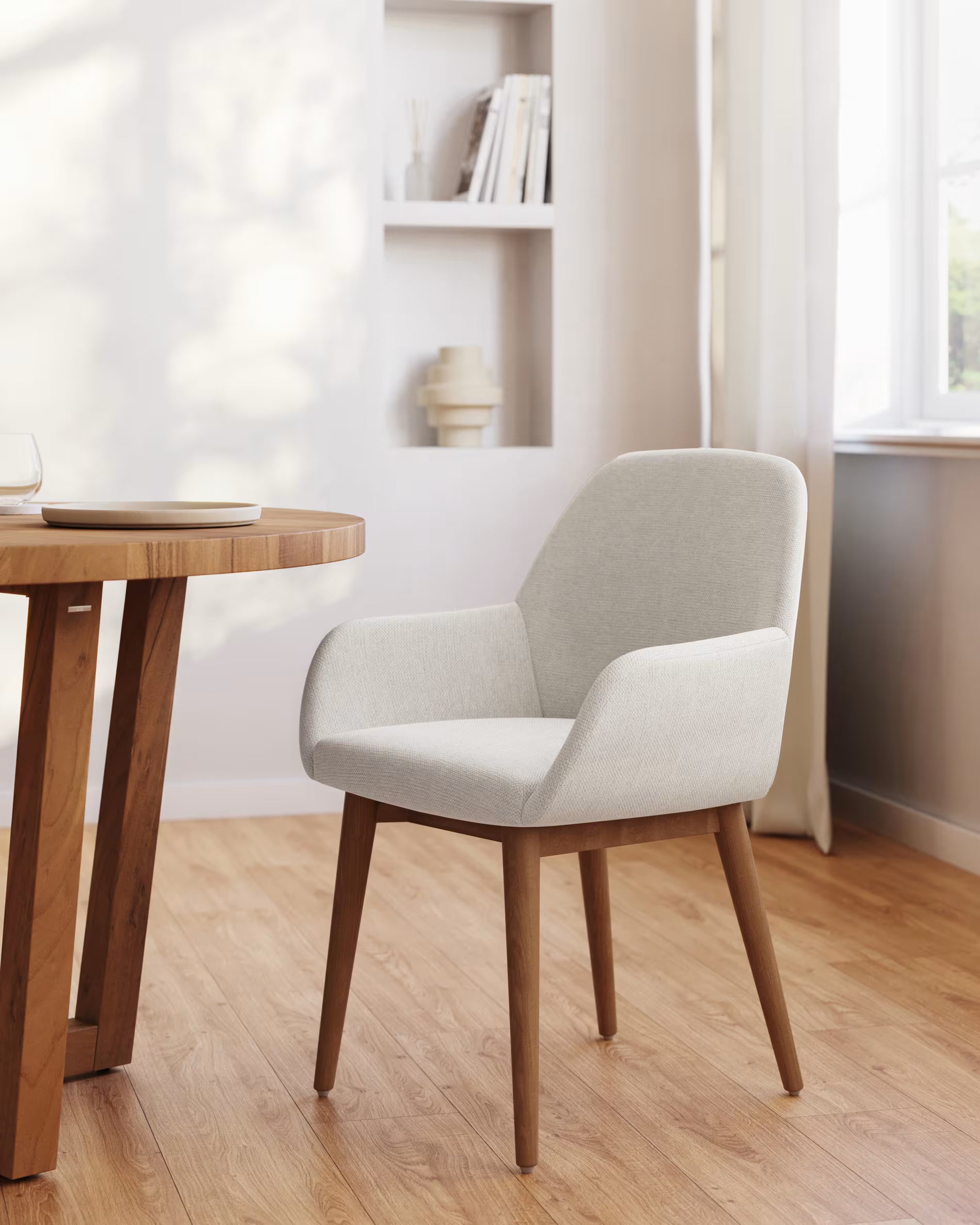 KONNA Chair in Beige Chenille with Dark Ash Base