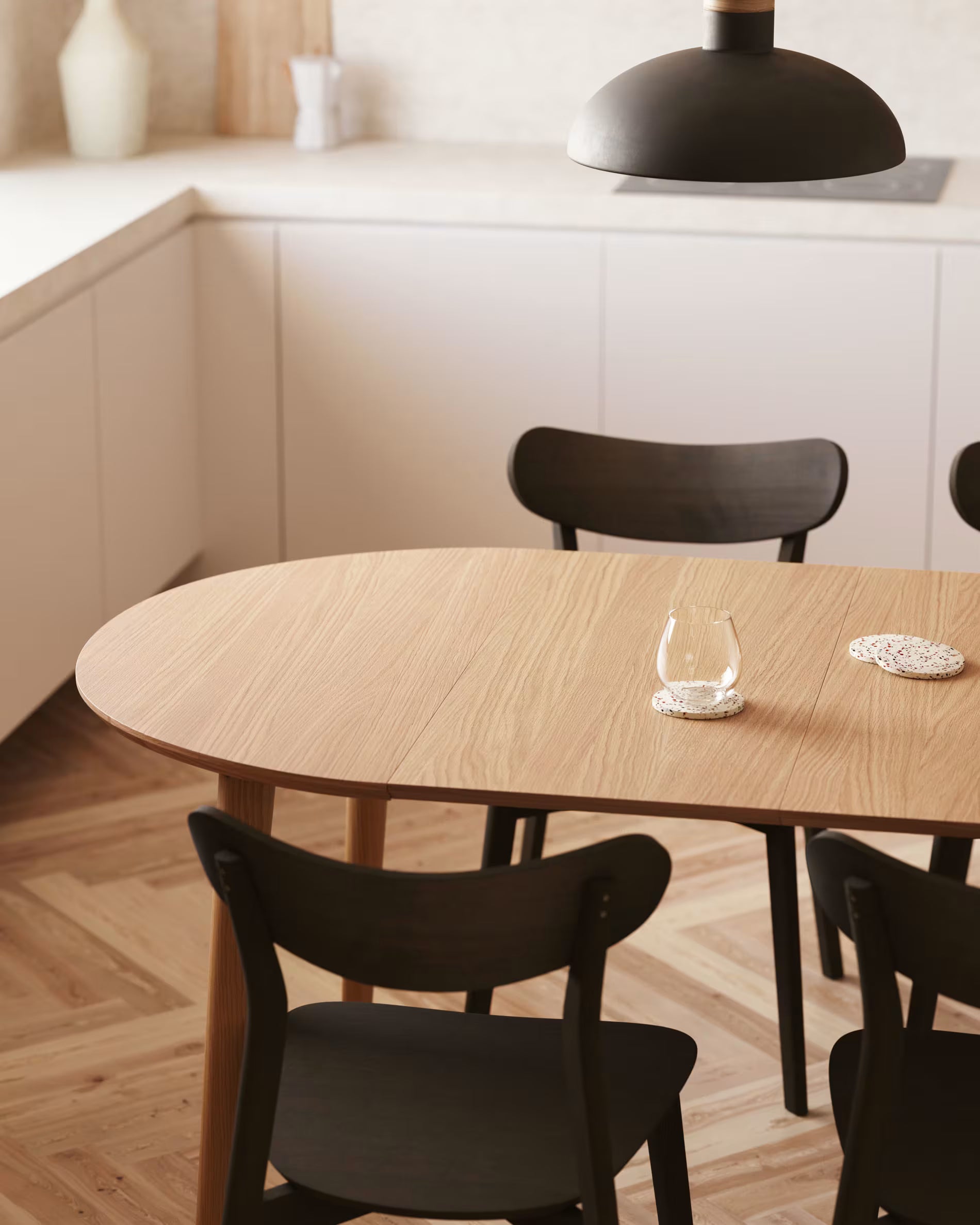 OVAL EXTENDABLE TABLE OQUI OAK VENEER